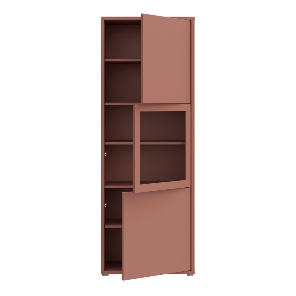 Alice Springs Narrow Display Cabinet with 3 Push-to-Open Doors in Terracotta - image 5