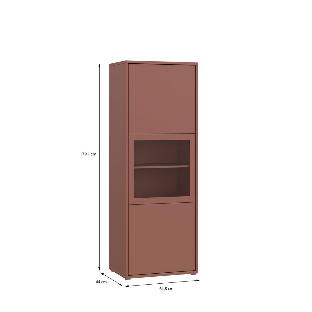 Alice Springs Narrow Display Cabinet with 3 Push-to-Open Doors in Terracotta - image 7
