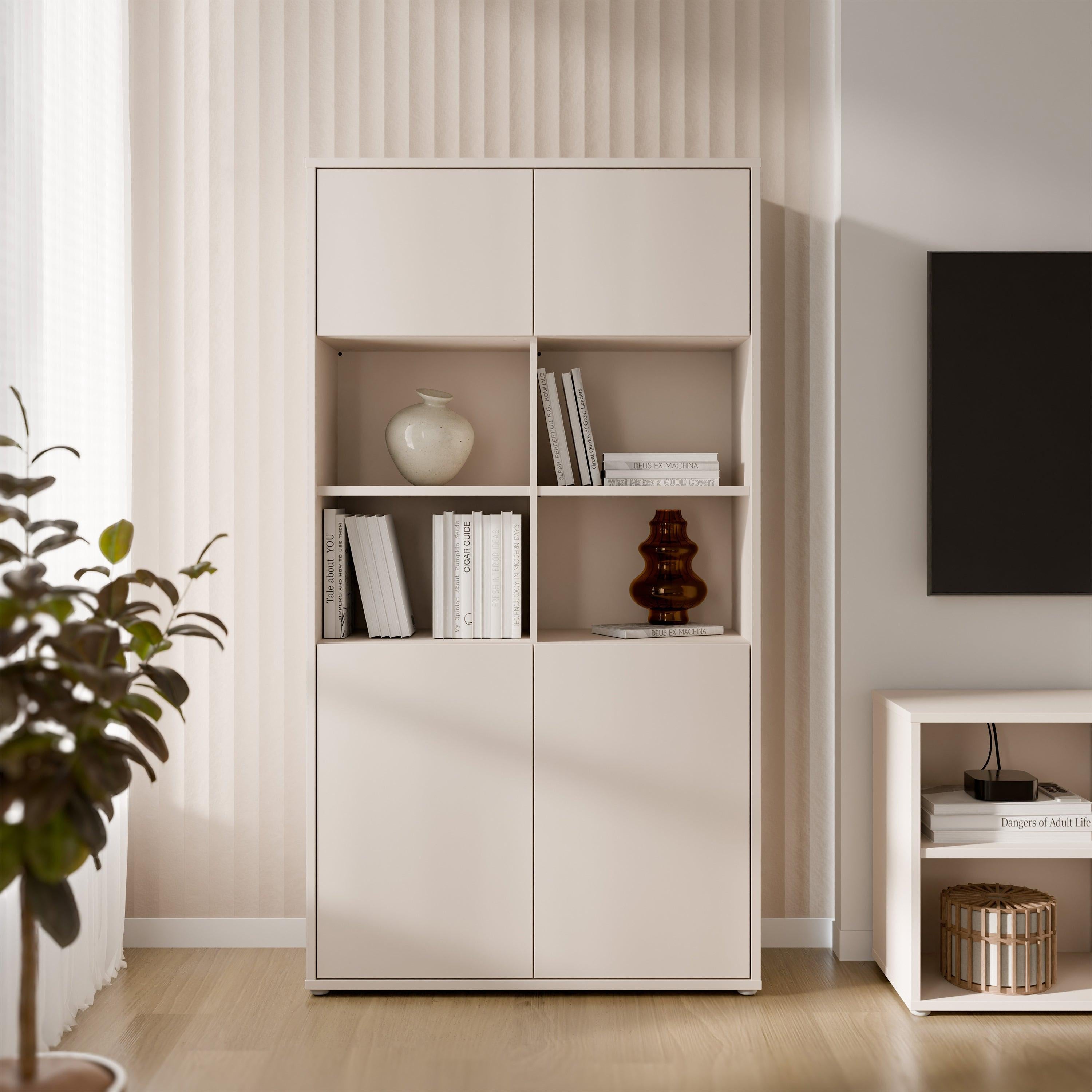 Alice Springs Wide Storage Cabinet 4 Doors Push-to-Open & 2 Central Shelves Sand - image 6