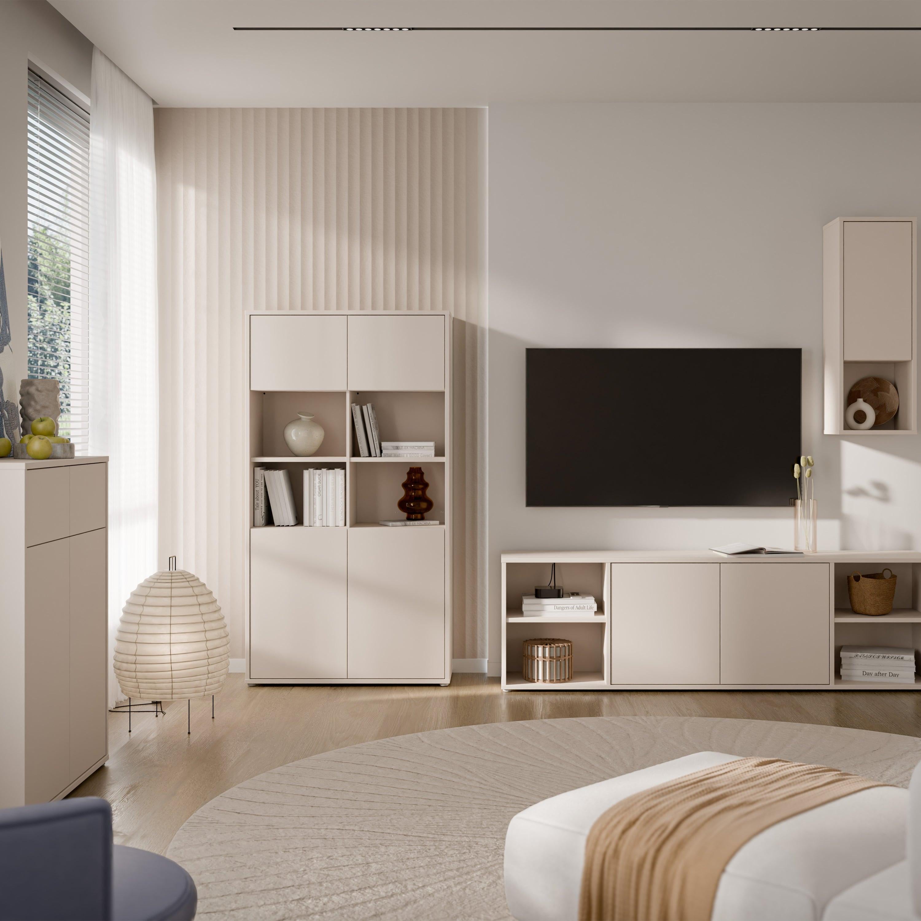Alice Springs Wide Storage Cabinet 4 Doors Push-to-Open & 2 Central Shelves Sand - image 7