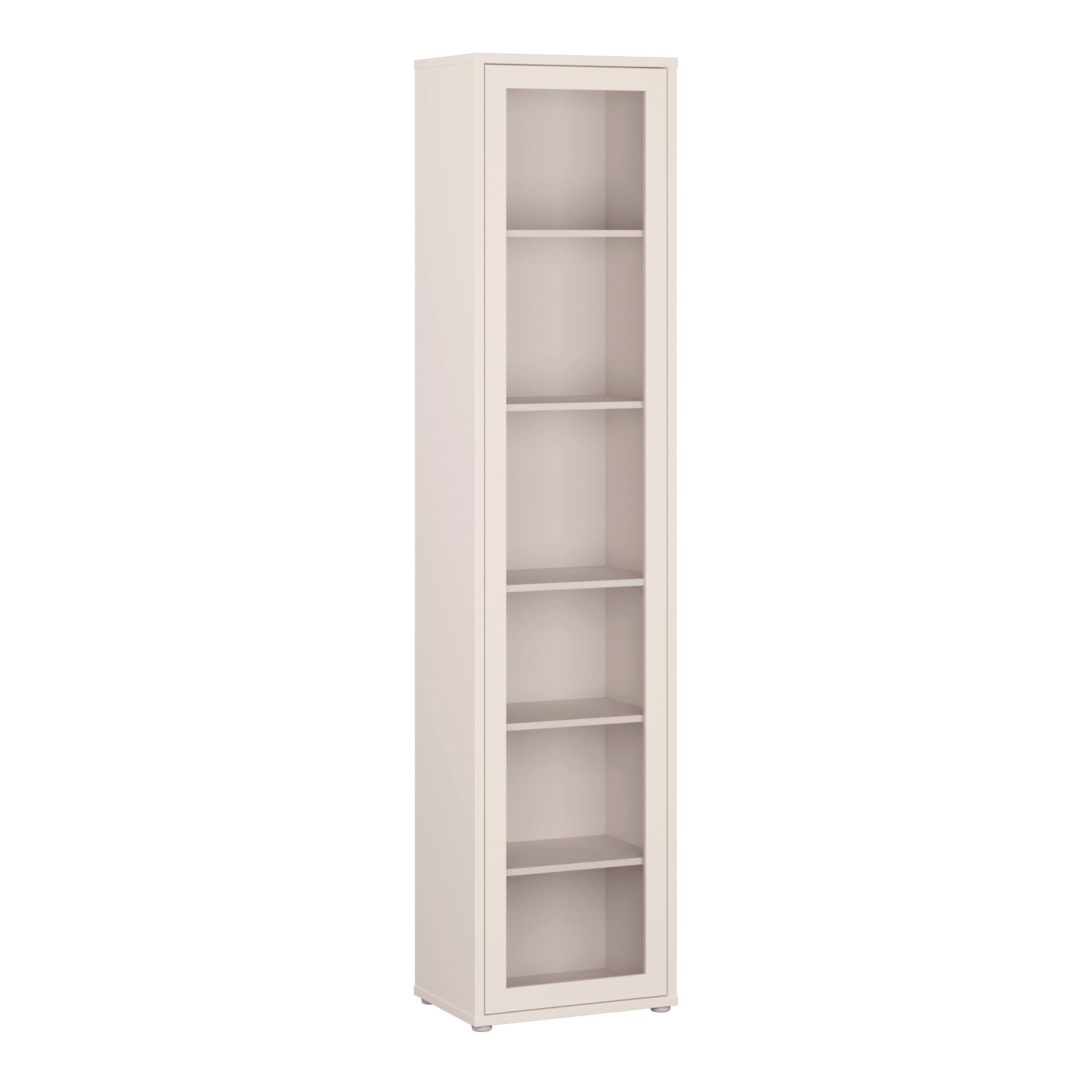 Alice Springs Slim Tall Display Cabinet with 1 Glass Door Push-to-Open & 5 Shelves in Sand