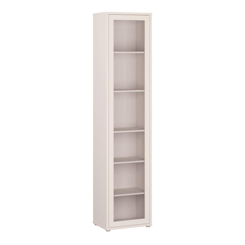 Alice Springs Slim Tall Display Cabinet with 1 Glass Door Push-to-Open & 5 Shelves in Sand