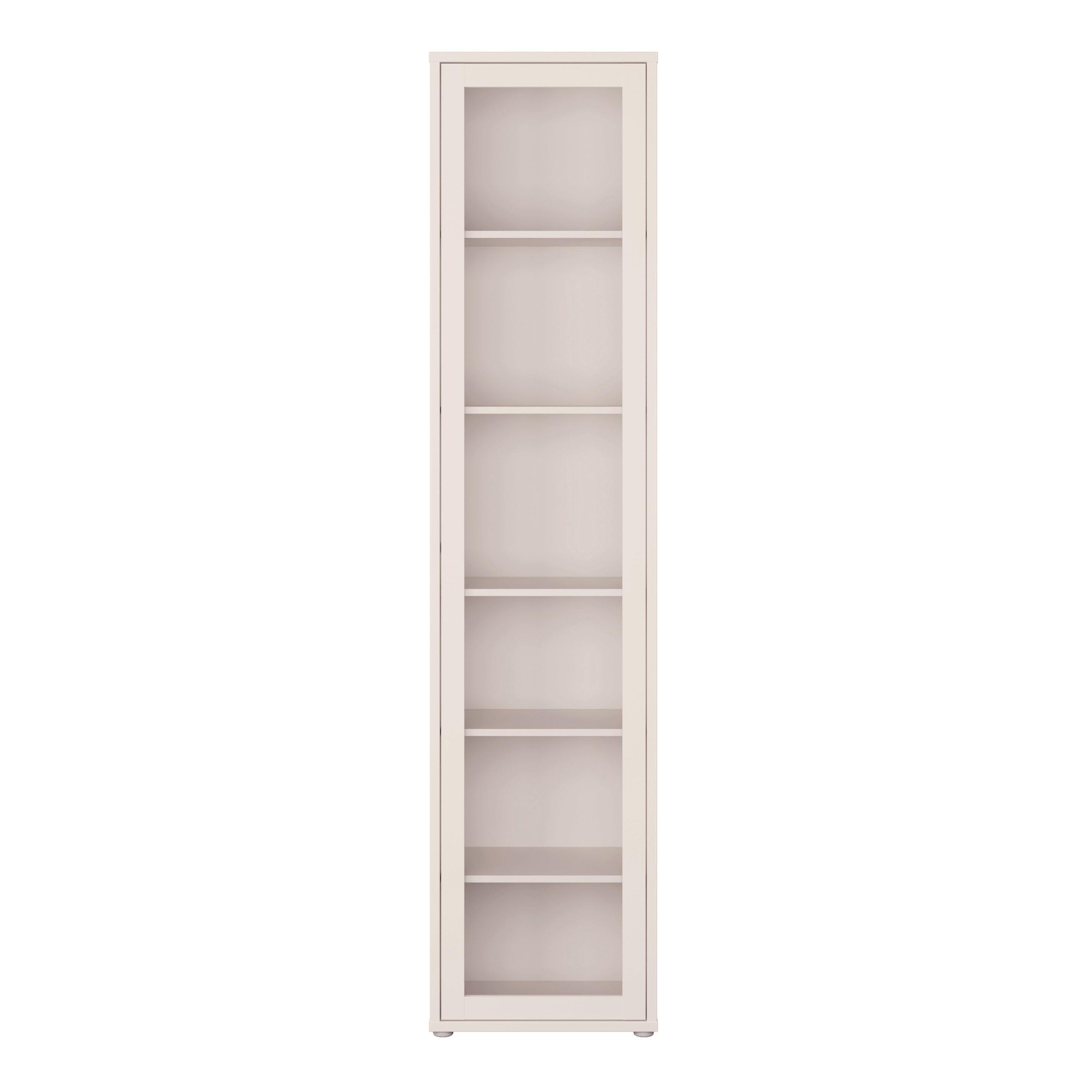 Alice Springs Slim Tall Display Cabinet with 1 Glass Door Push-to-Open & 5 Shelves in Sand - image 2
