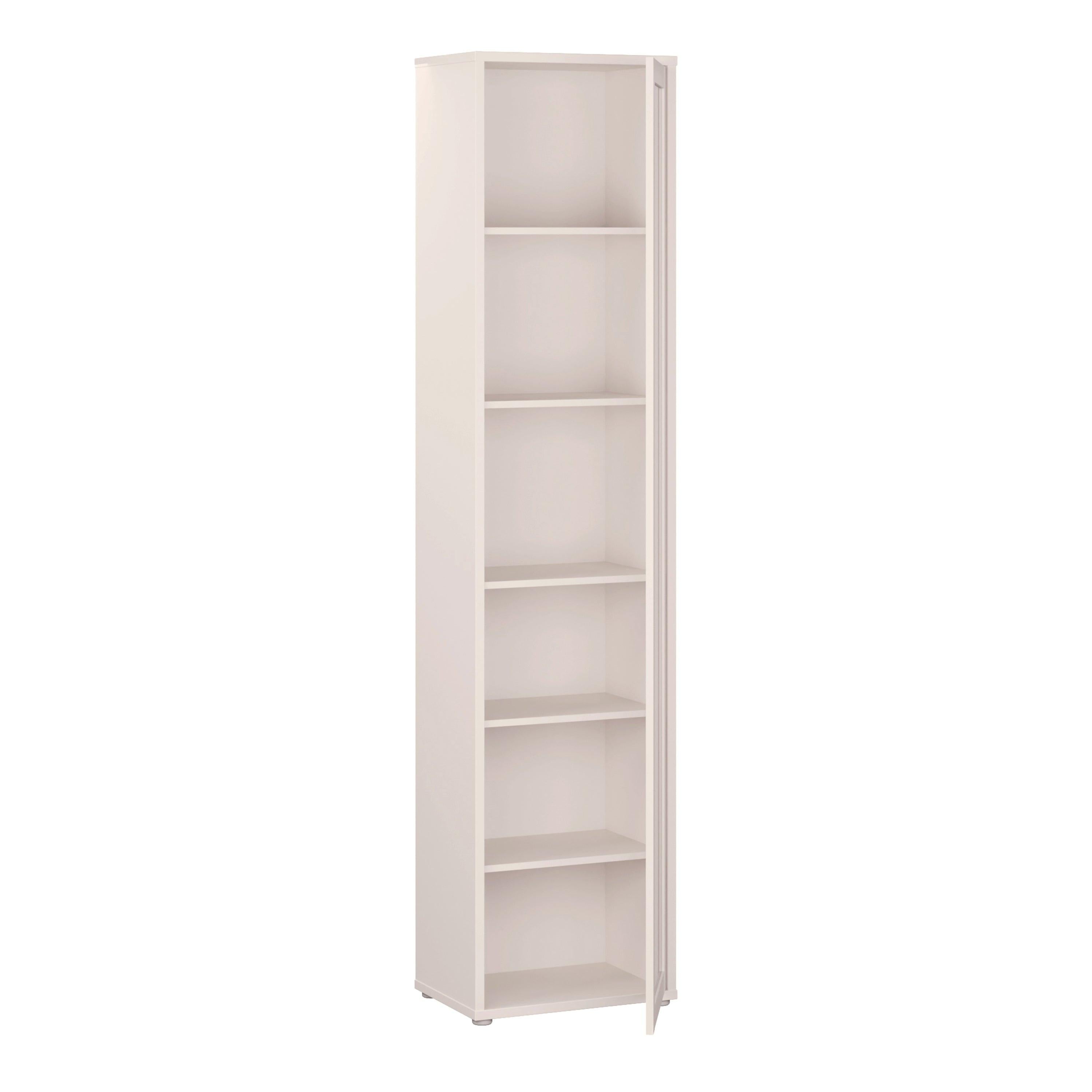 Alice Springs Slim Tall Display Cabinet with 1 Glass Door Push-to-Open & 5 Shelves in Sand - image 4