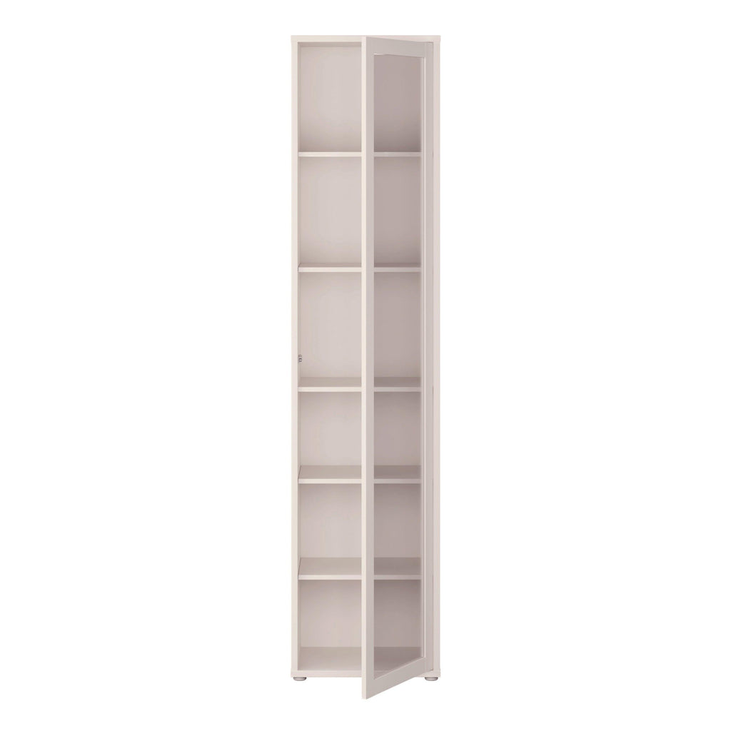 Alice Springs Slim Tall Display Cabinet with 1 Glass Door Push-to-Open & 5 Shelves in Sand - image 5