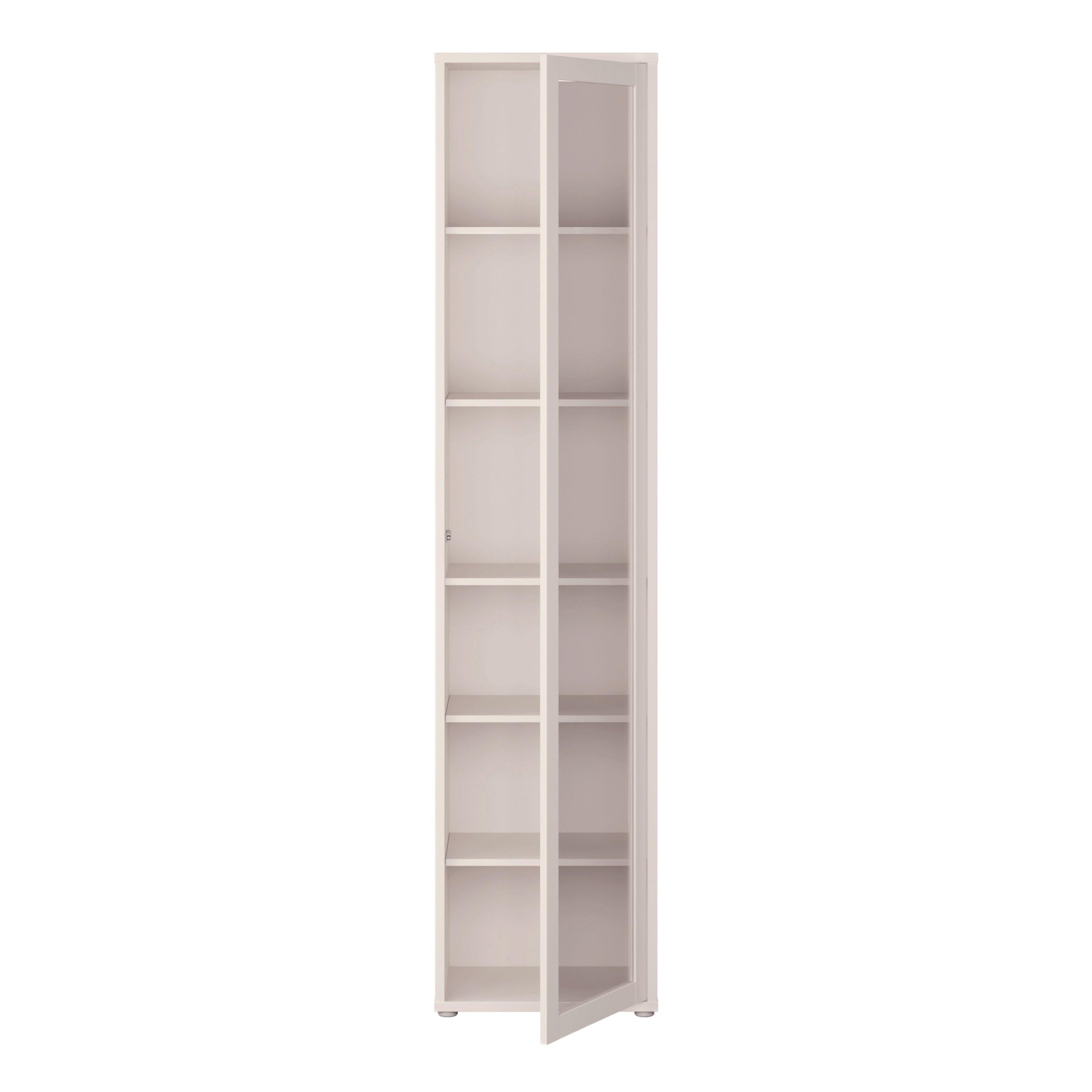 Alice Springs Slim Tall Display Cabinet with 1 Glass Door Push-to-Open & 5 Shelves in Sand - image 5