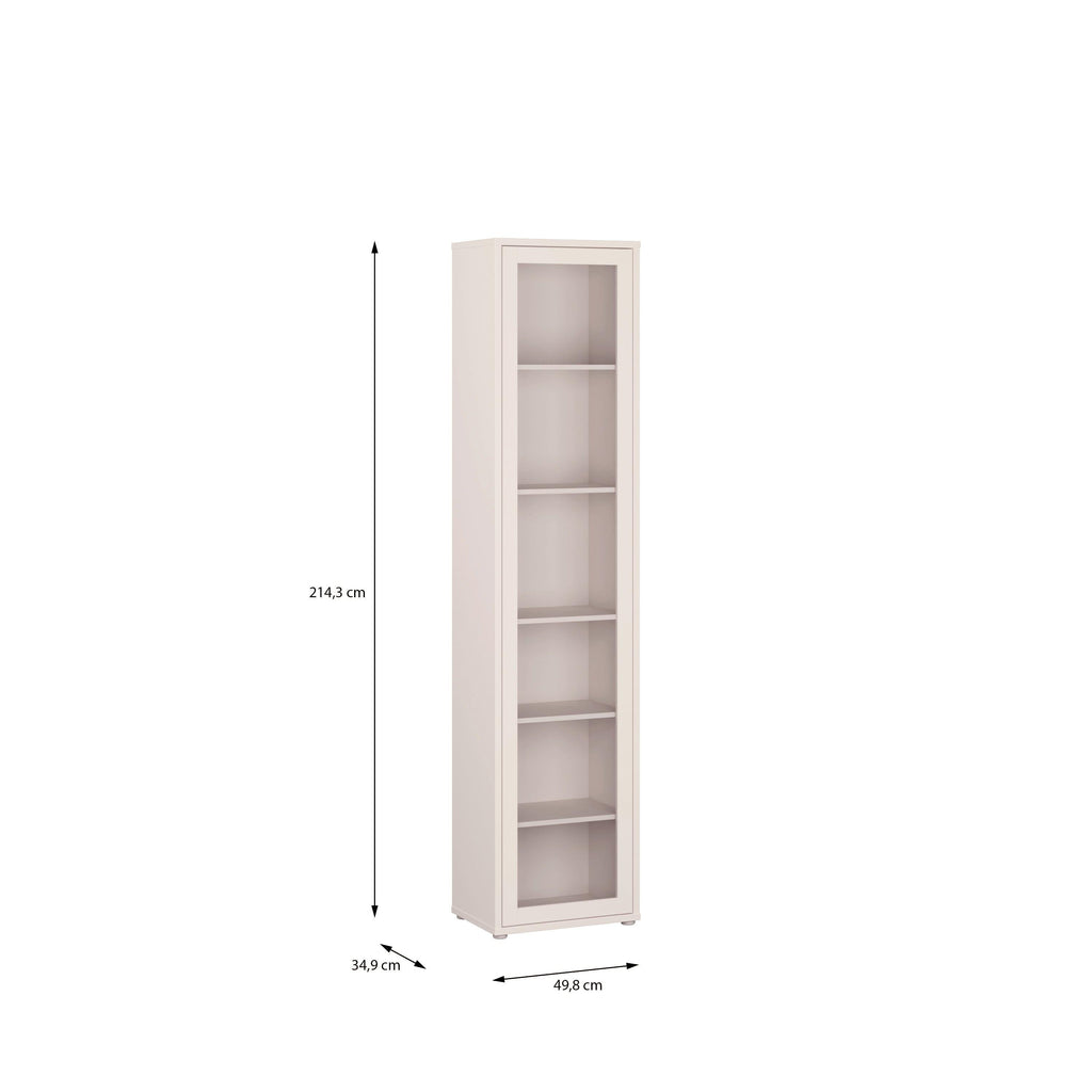Alice Springs Slim Tall Display Cabinet with 1 Glass Door Push-to-Open & 5 Shelves in Sand - image 7