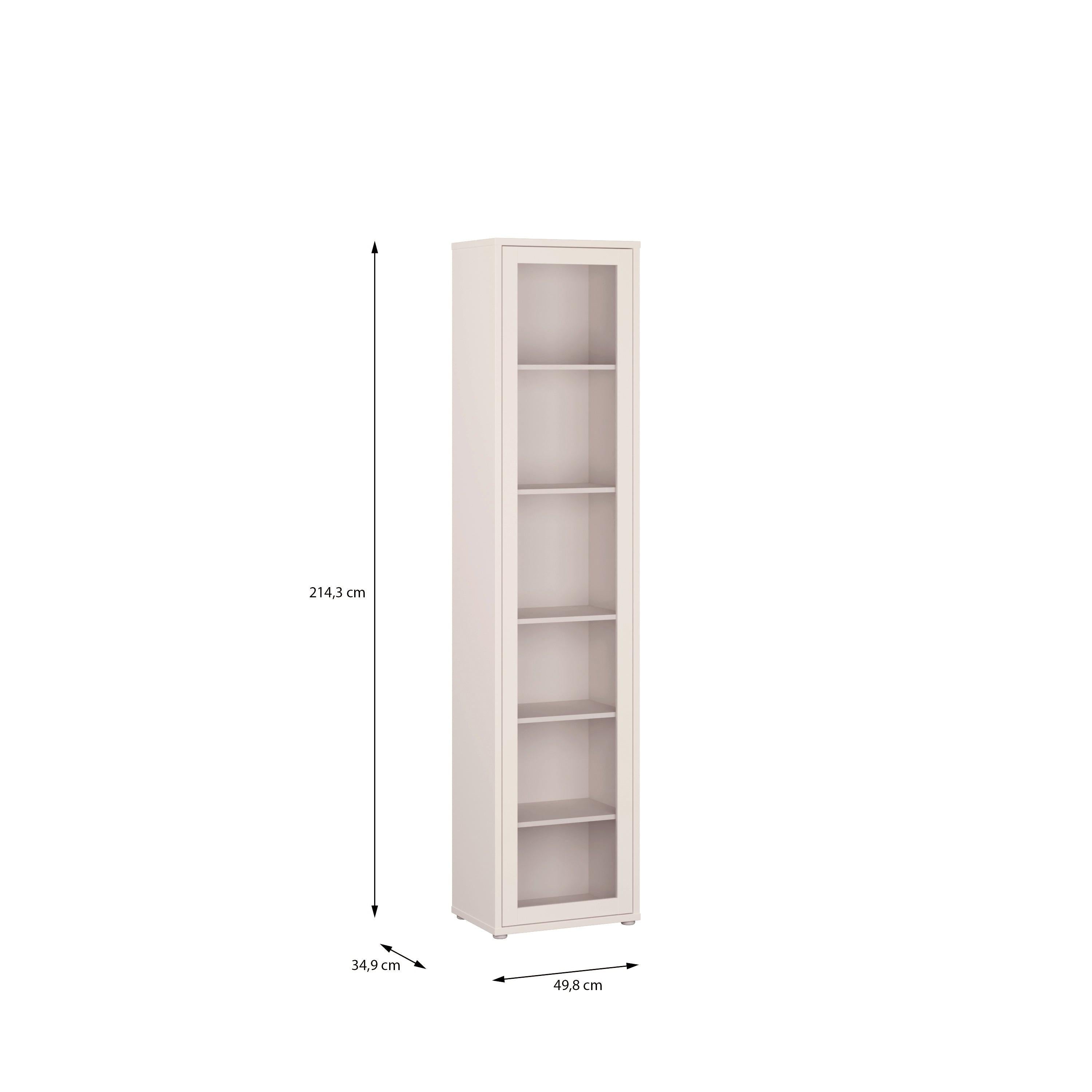 Alice Springs Slim Tall Display Cabinet with 1 Glass Door Push-to-Open & 5 Shelves in Sand - image 7