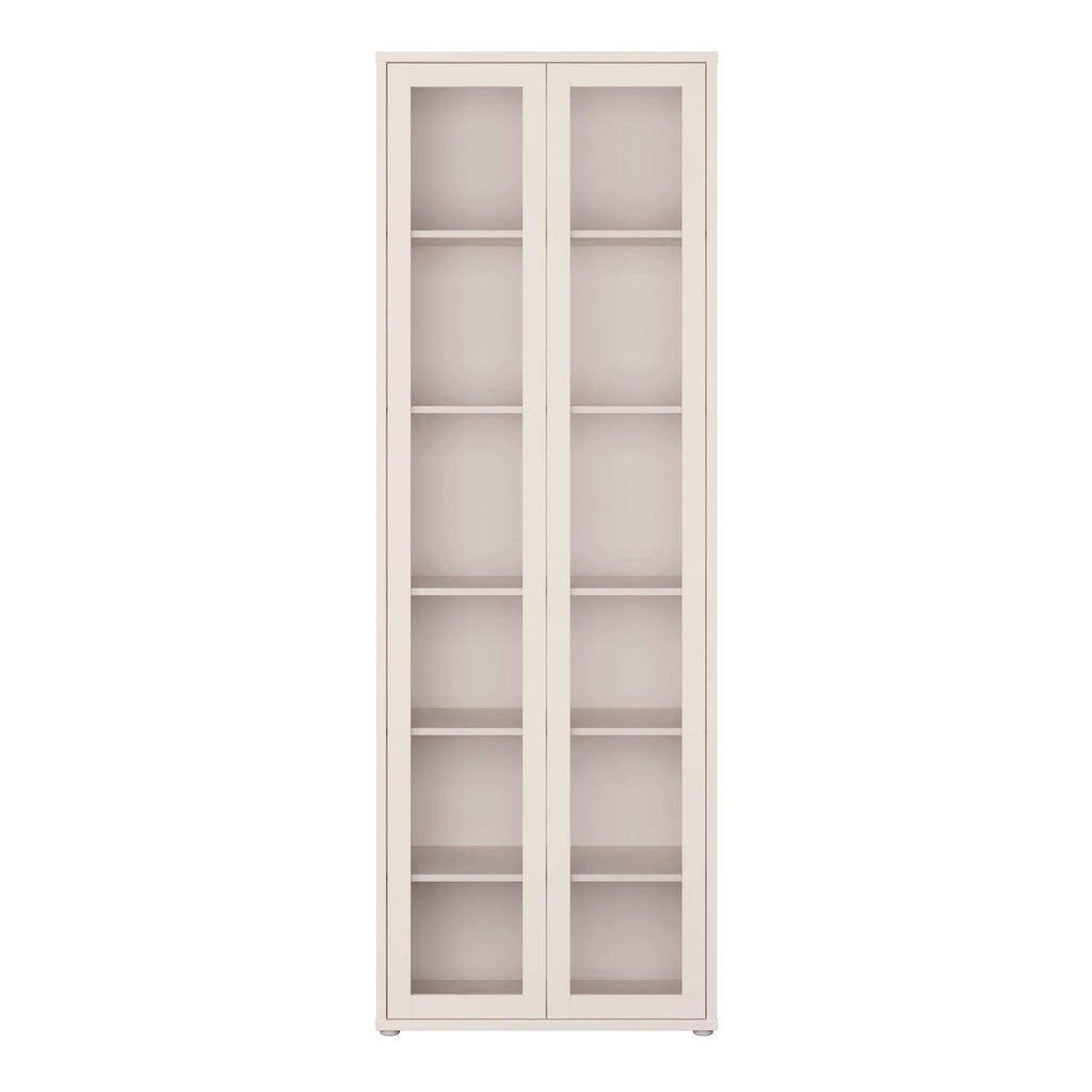 Alice Springs Slim Tall Display Cabinet with 2 Glass Doors Push-to-Open & 5 Shelves in Sand - image 2