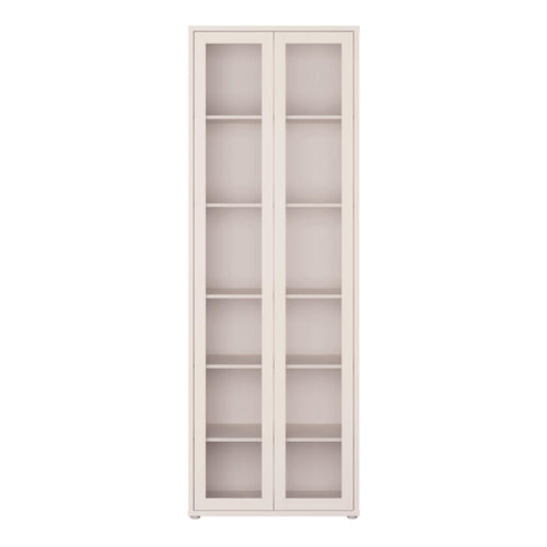 Alice Springs Slim Tall Display Cabinet with 2 Glass Doors Push-to-Open & 5 Shelves in Sand - image 2