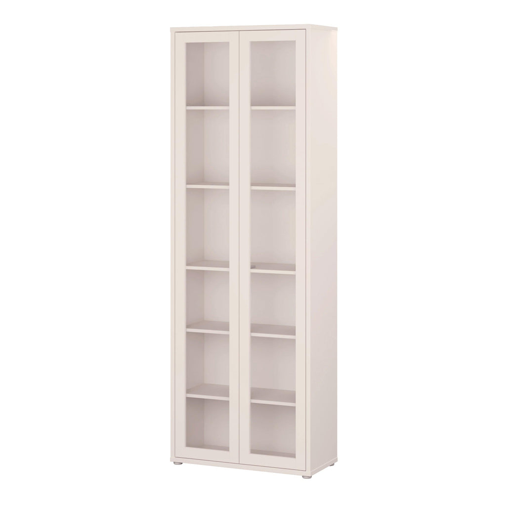 Alice Springs Slim Tall Display Cabinet with 2 Glass Doors Push-to-Open & 5 Shelves in Sand - image 3
