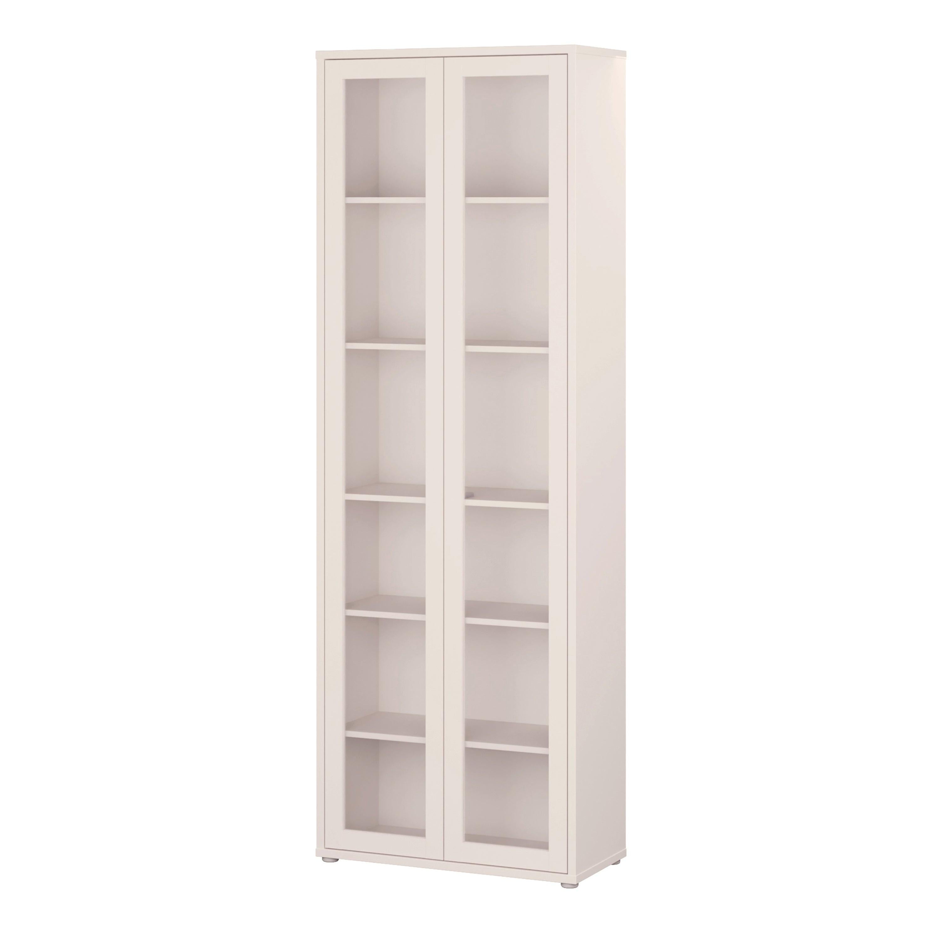 Alice Springs Slim Tall Display Cabinet with 2 Glass Doors Push-to-Open & 5 Shelves in Sand - image 3