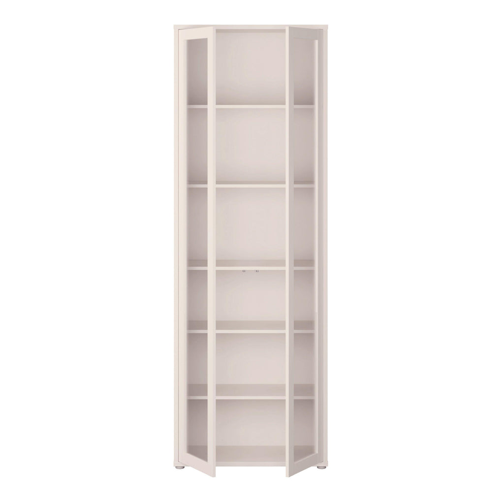Alice Springs Slim Tall Display Cabinet with 2 Glass Doors Push-to-Open & 5 Shelves in Sand - image 5