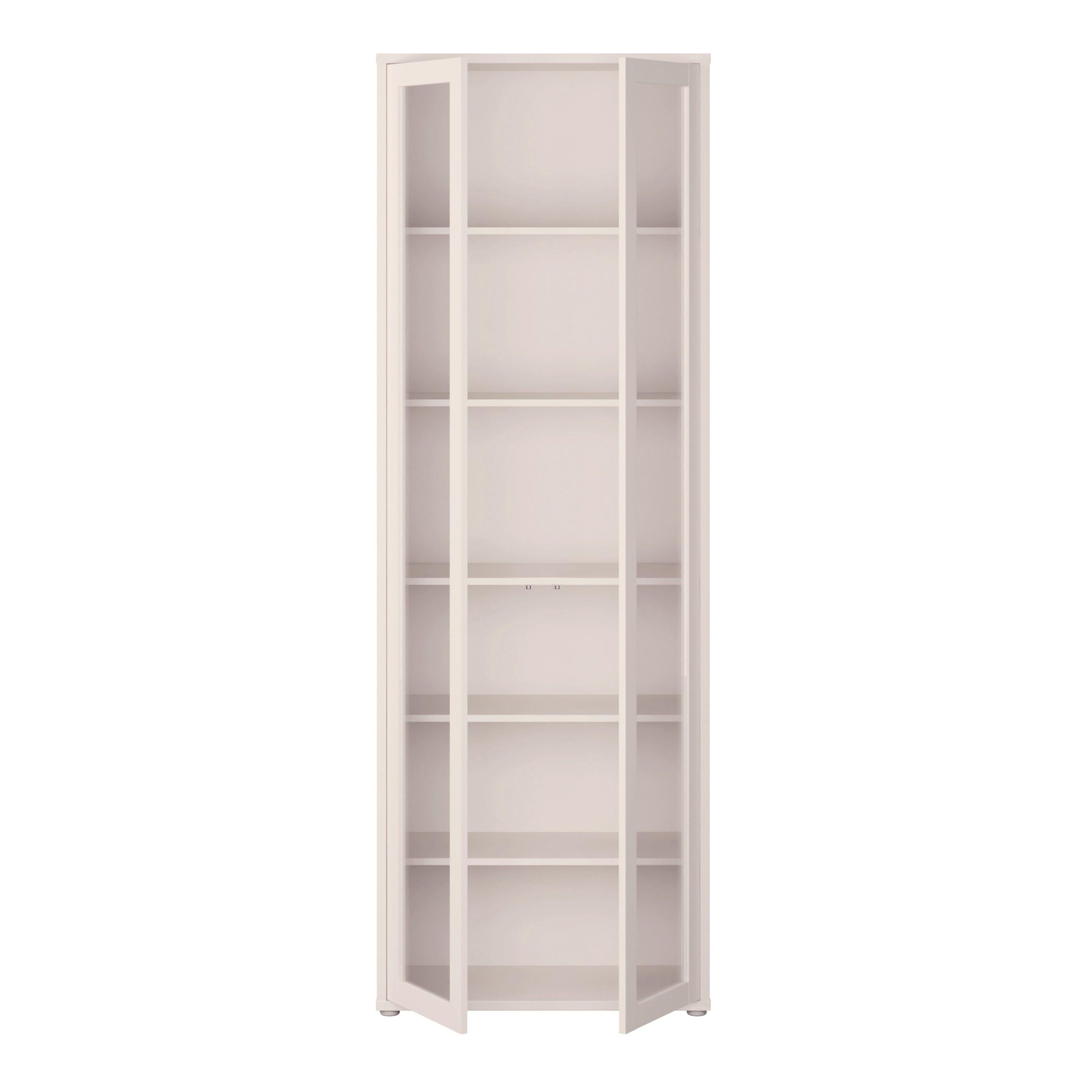 Alice Springs Slim Tall Display Cabinet with 2 Glass Doors Push-to-Open & 5 Shelves in Sand - image 5
