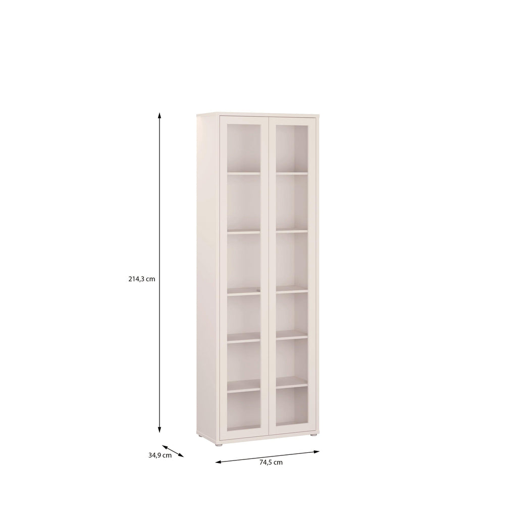 Alice Springs Slim Tall Display Cabinet with 2 Glass Doors Push-to-Open & 5 Shelves in Sand - image 9
