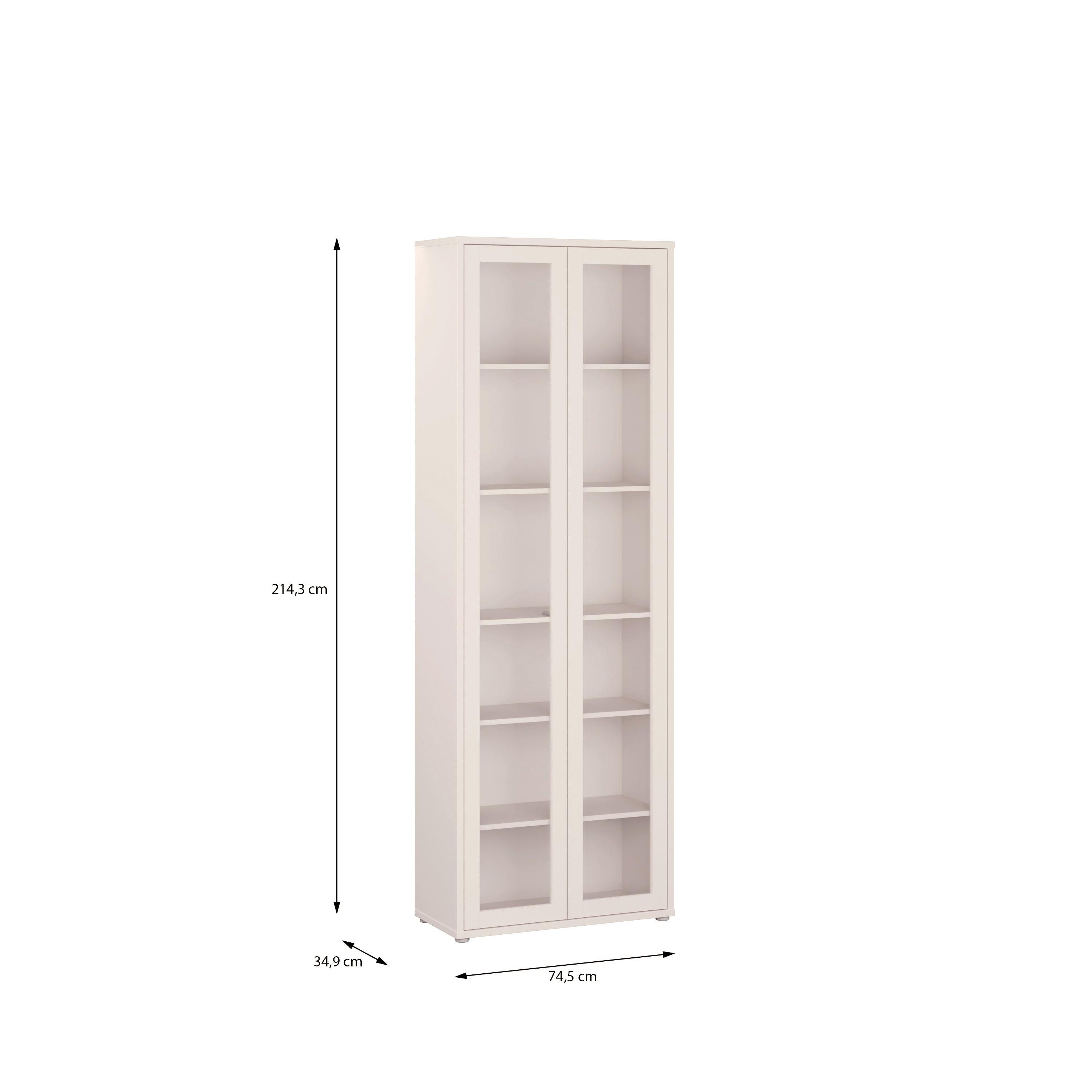 Alice Springs Slim Tall Display Cabinet with 2 Glass Doors Push-to-Open & 5 Shelves in Sand - image 9