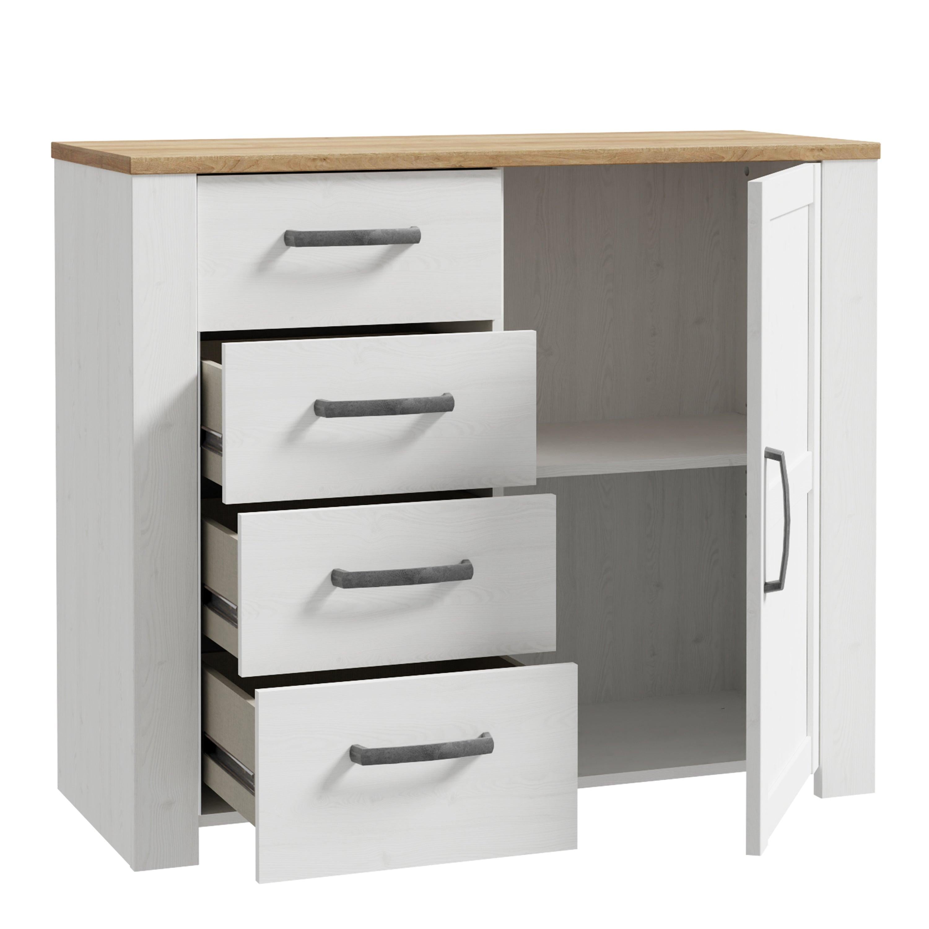 Bohol 1 Door 4 Drawer Chest in Riviera Oak/White - image 3