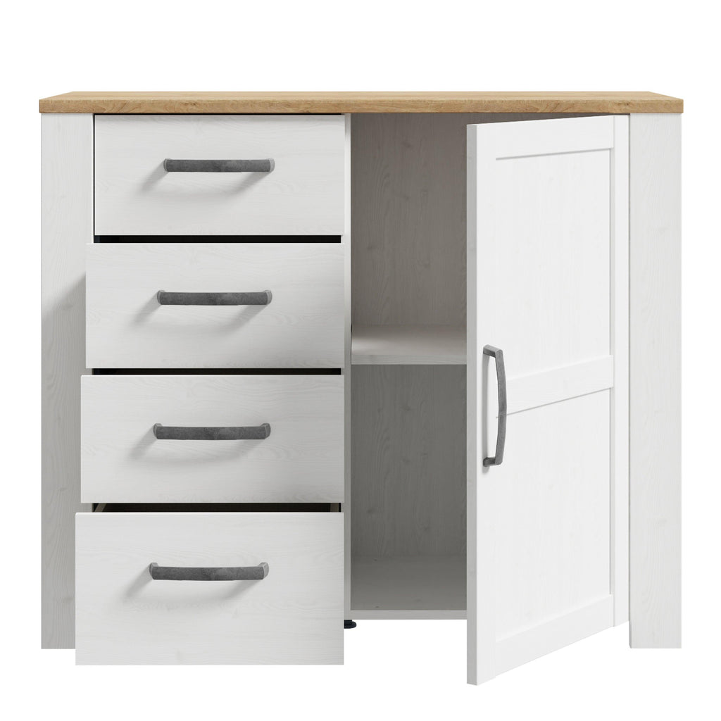 Bohol 1 Door 4 Drawer Chest in Riviera Oak/White - image 4