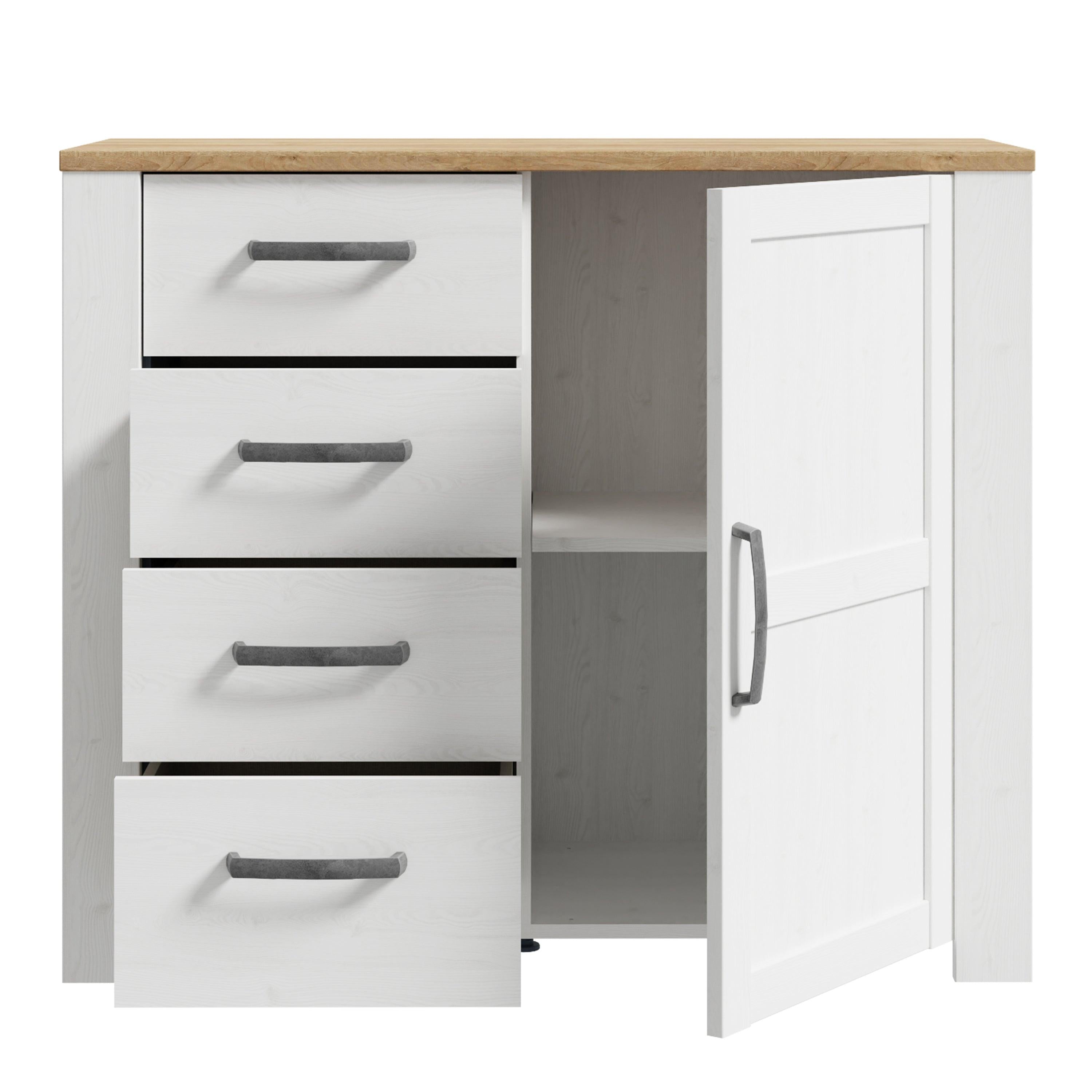 Bohol 1 Door 4 Drawer Chest in Riviera Oak/White - image 4