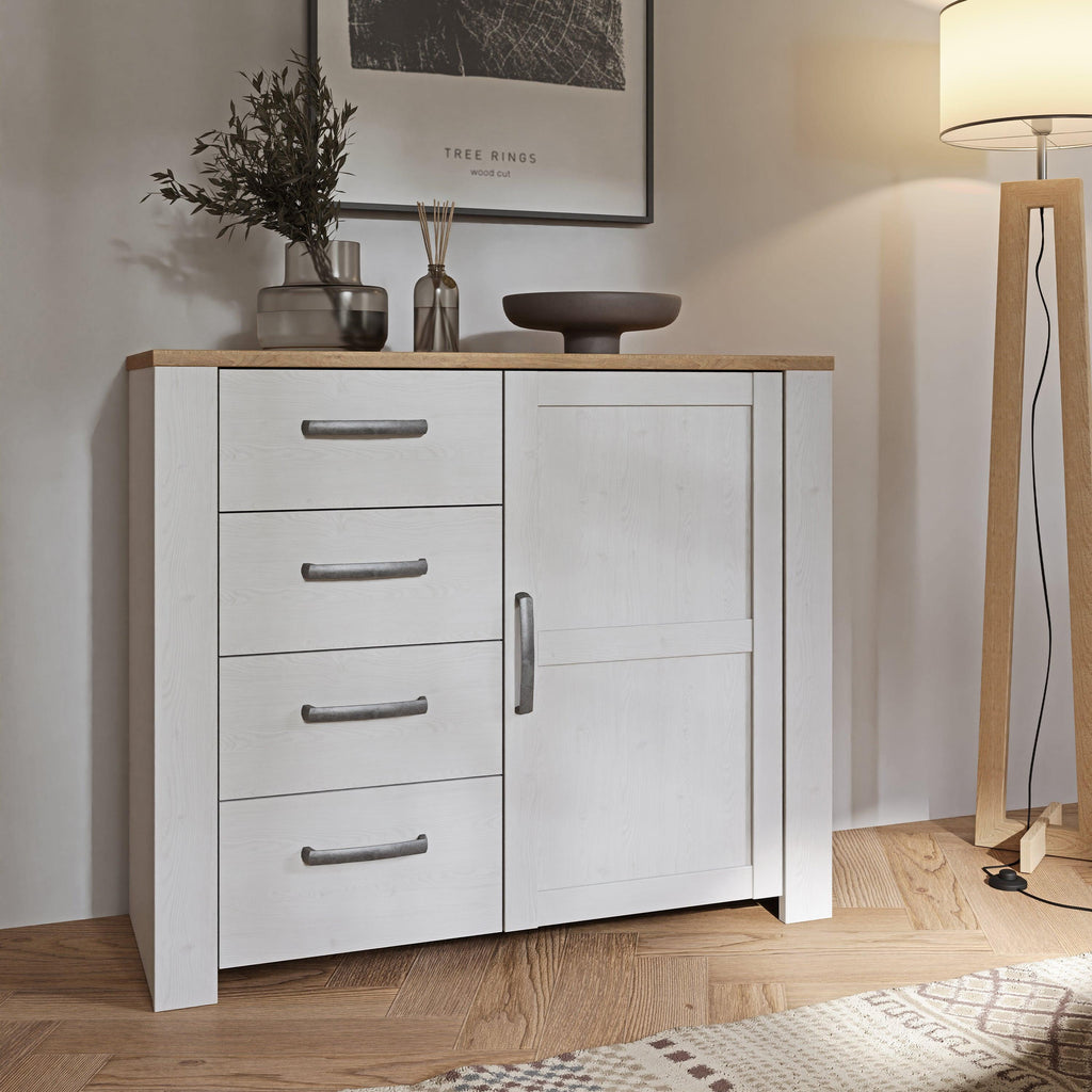 Bohol 1 Door 4 Drawer Chest in Riviera Oak/White - image 6