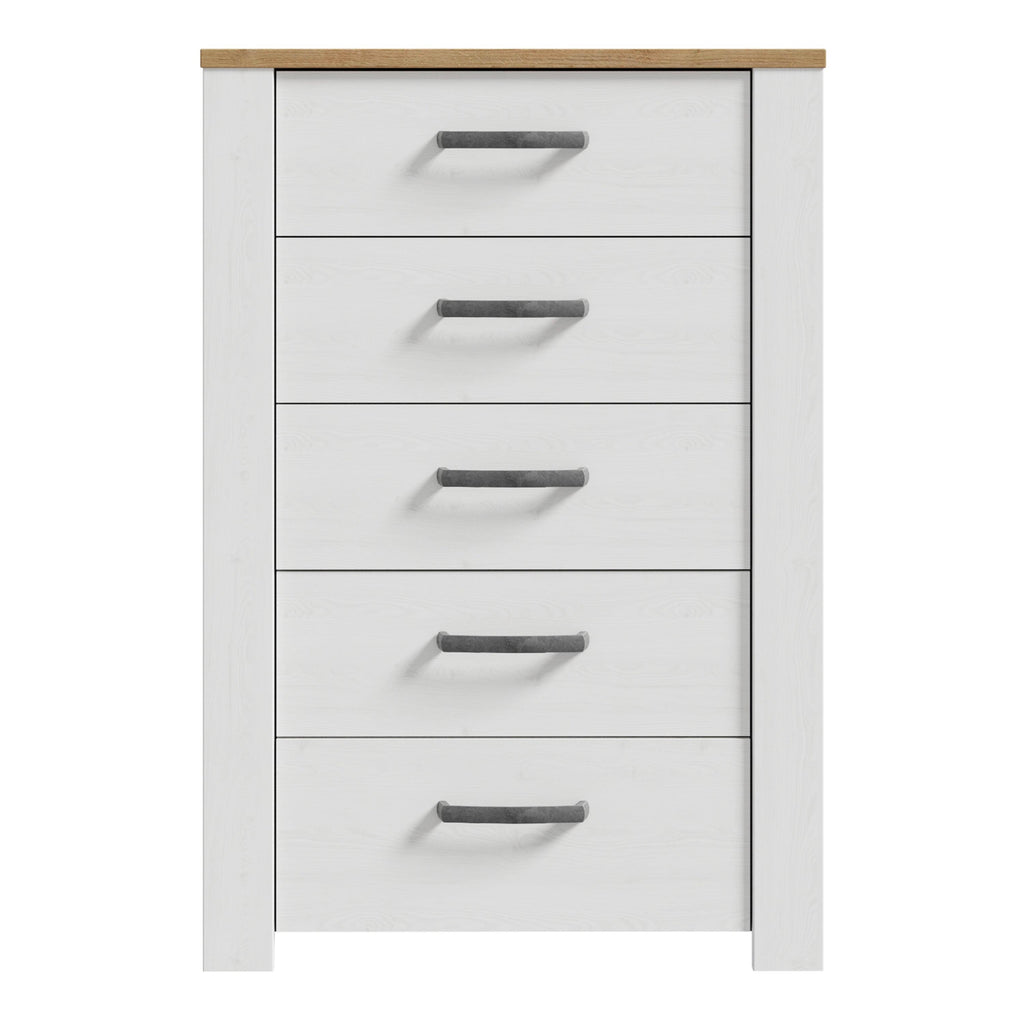 Bohol 5 Drawer Narrow Chest in Riviera Oak/White - image 2