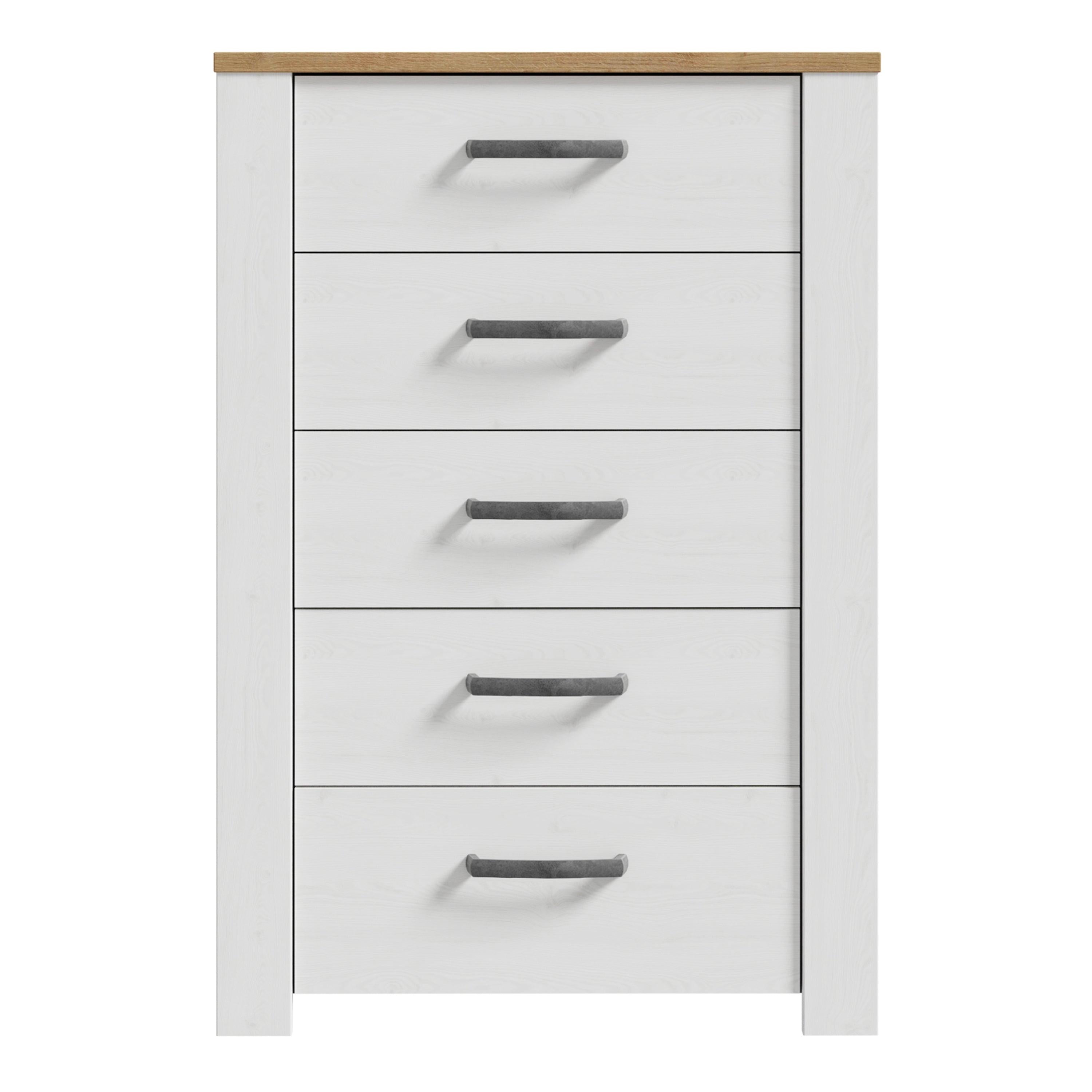 Bohol 5 Drawer Narrow Chest in Riviera Oak/White - image 2