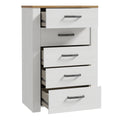 Bohol 5 Drawer Narrow Chest in Riviera Oak/White - image 3