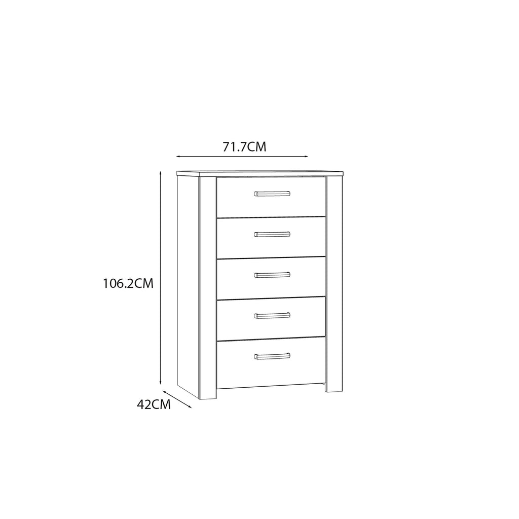 Bohol 5 Drawer Narrow Chest in Riviera Oak/White - image 8