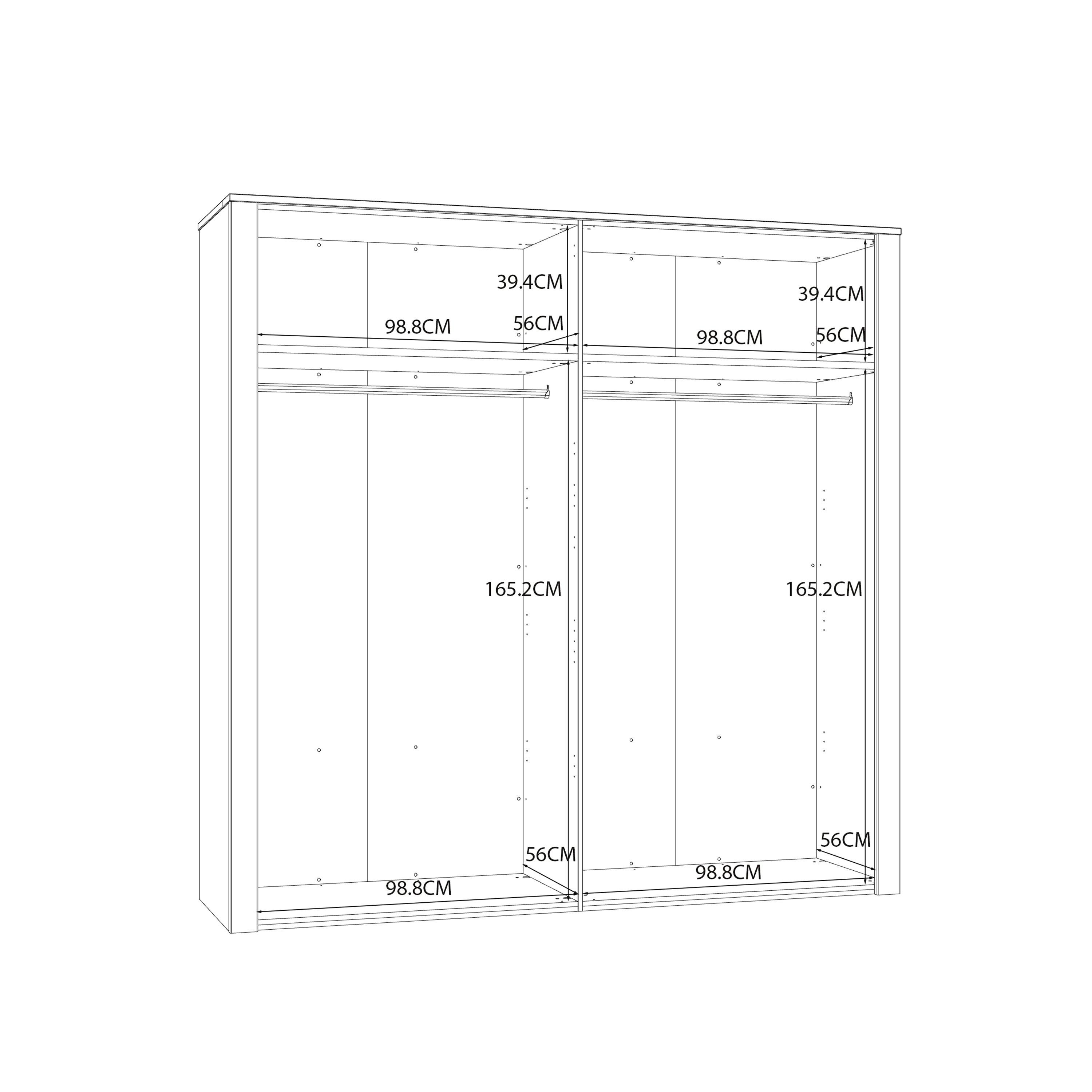 Bohol 2 Door 2 Mirrored Door Wardrobe in Riviera Oak/White - image 10