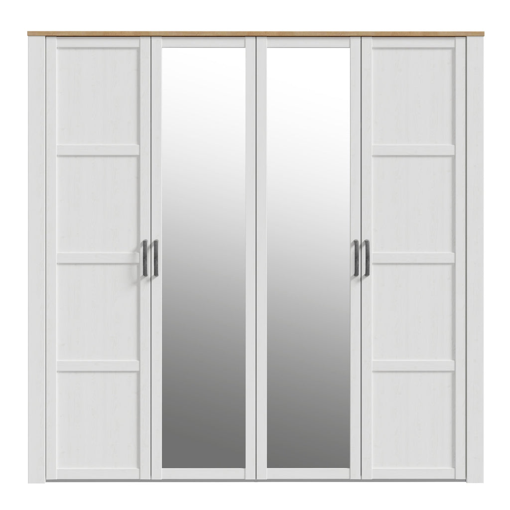 Bohol 2 Door 2 Mirrored Door Wardrobe in Riviera Oak/White - image 2