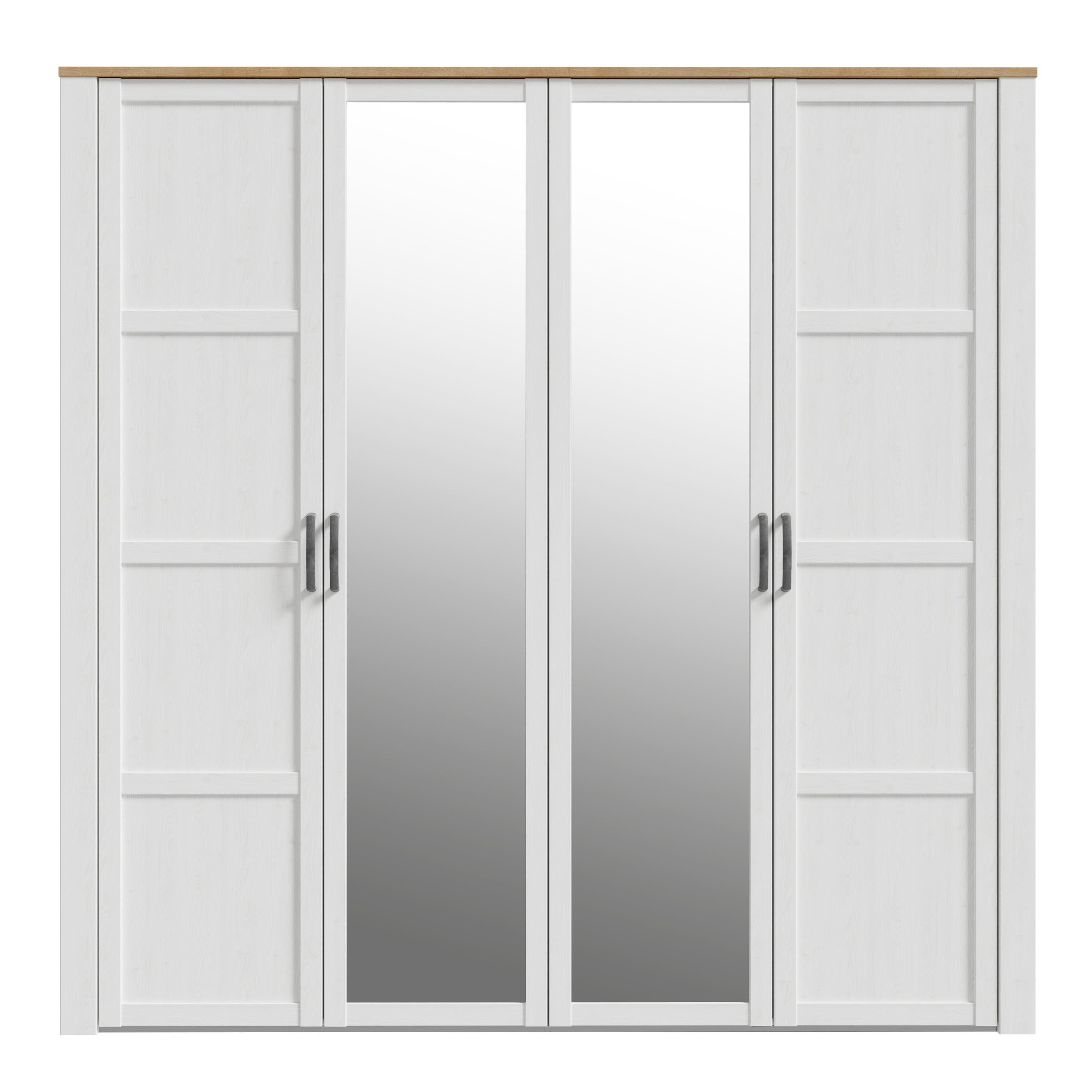 Bohol 2 Door 2 Mirrored Door Wardrobe in Riviera Oak/White - image 2