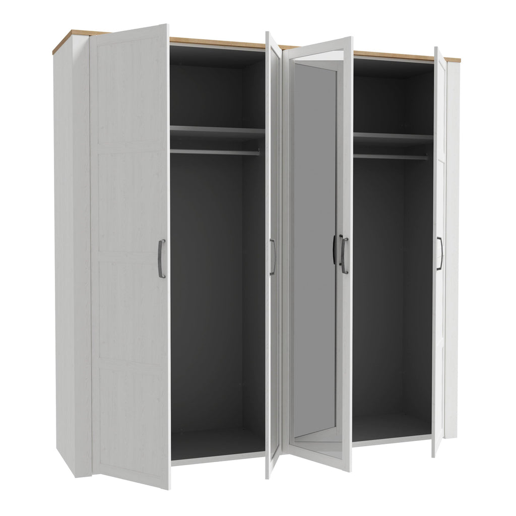 Bohol 2 Door 2 Mirrored Door Wardrobe in Riviera Oak/White - image 3