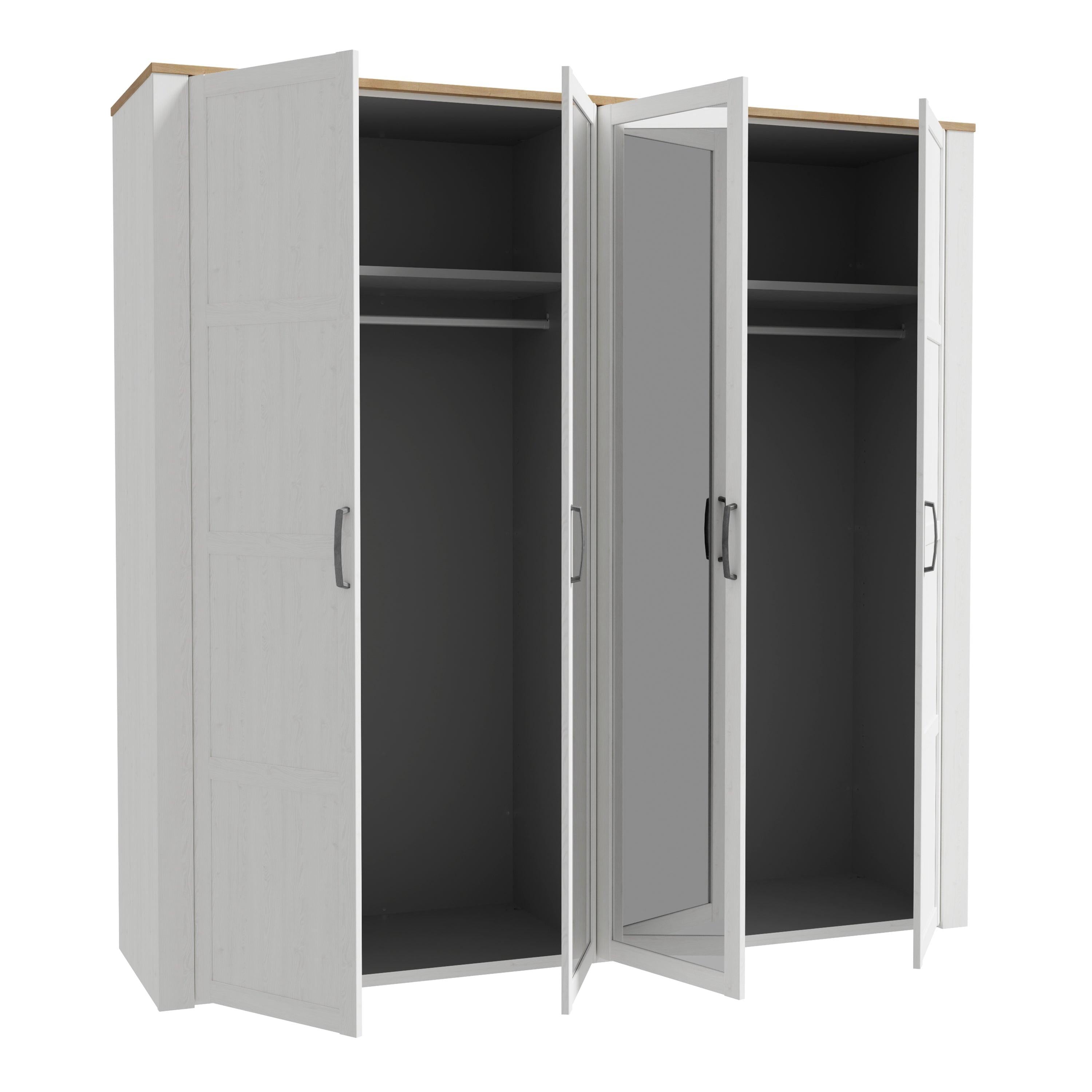 Bohol 2 Door 2 Mirrored Door Wardrobe in Riviera Oak/White - image 3