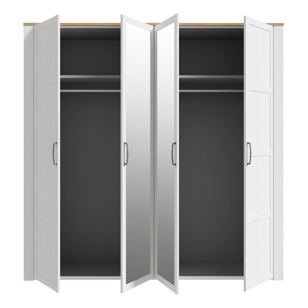 Bohol 2 Door 2 Mirrored Door Wardrobe in Riviera Oak/White - image 4