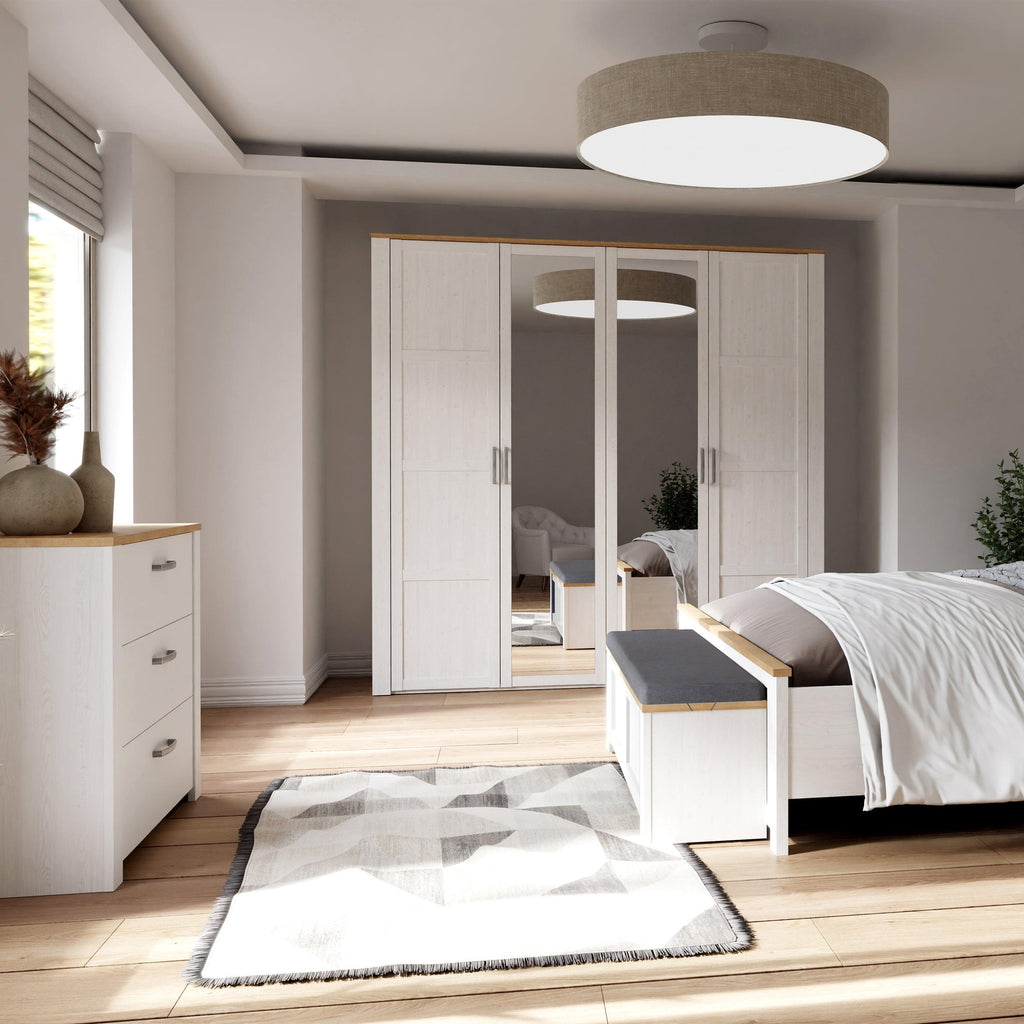 Bohol 2 Door 2 Mirrored Door Wardrobe in Riviera Oak/White - image 5