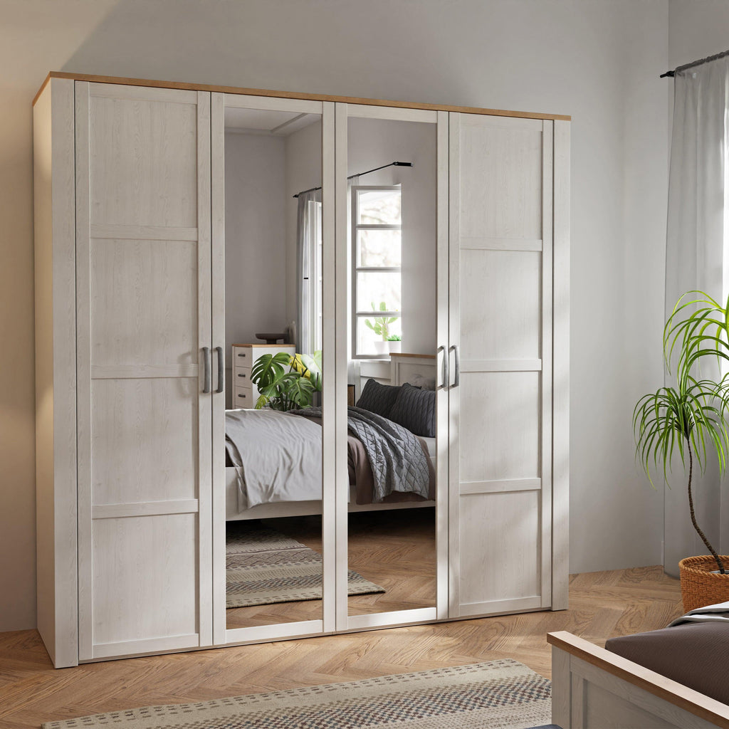 Bohol 2 Door 2 Mirrored Door Wardrobe in Riviera Oak/White - image 7