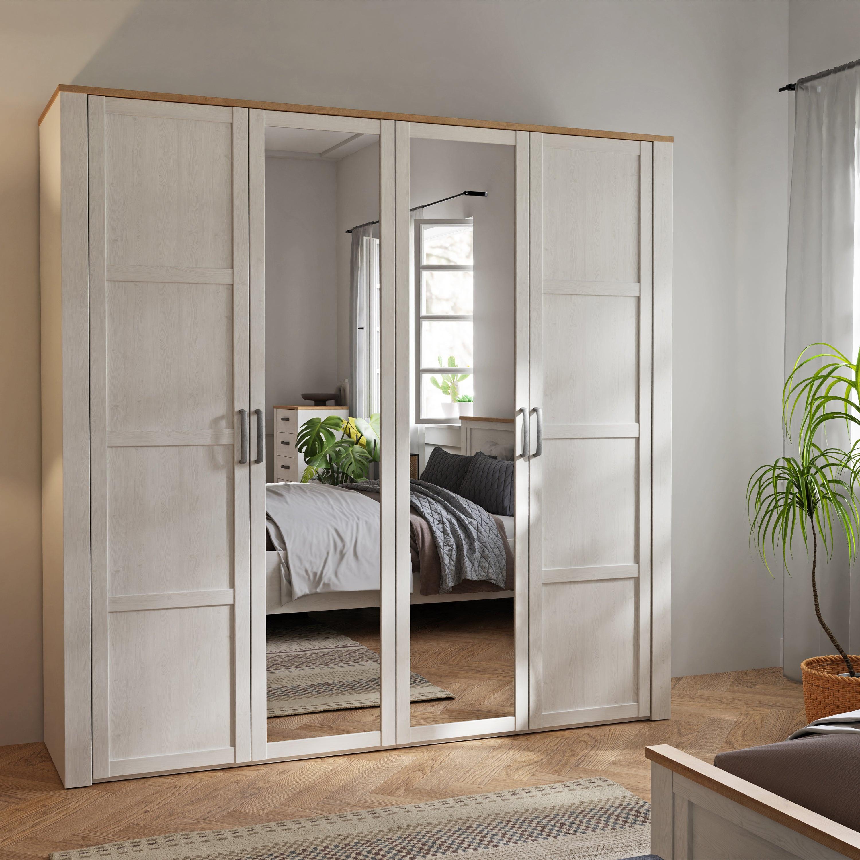 Bohol 2 Door 2 Mirrored Door Wardrobe in Riviera Oak/White - image 7