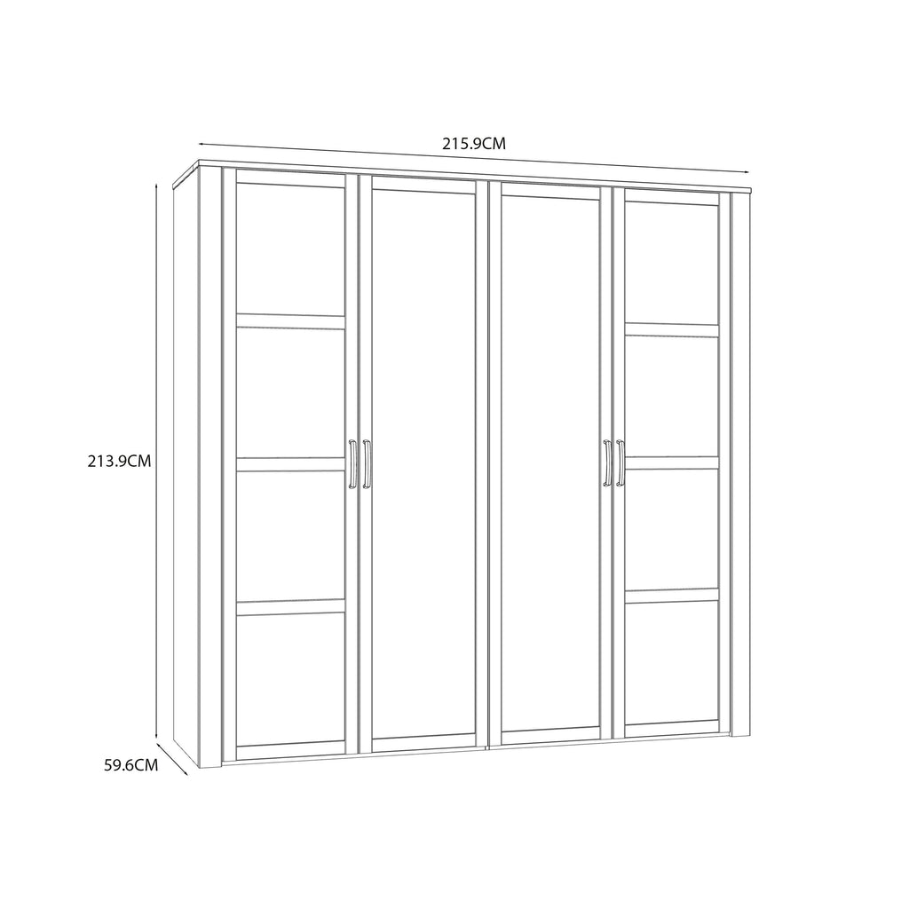 Bohol 2 Door 2 Mirrored Door Wardrobe in Riviera Oak/White - image 9