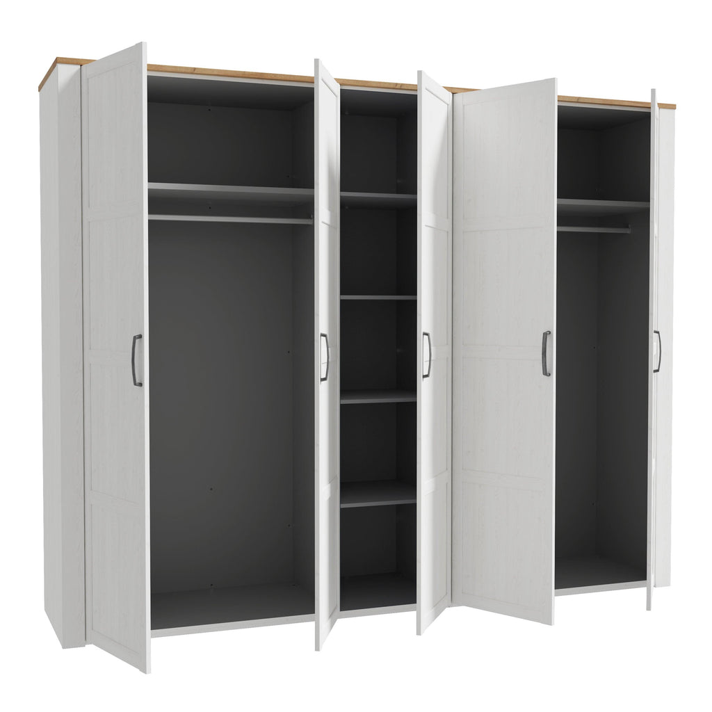 Bohol 5 Door Wardrobe in Riviera Oak/White - image 3