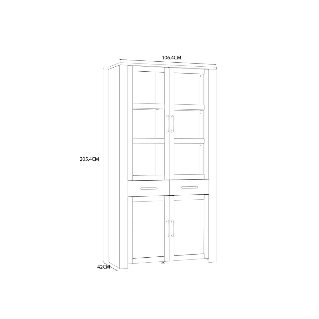 Bohol Display Cabinet 4 Door 2 Drawer in Oak/White inc LED Lighting - image 10