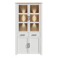 Bohol Display Cabinet 4 Door 2 Drawer in Oak/White inc LED Lighting - image 2