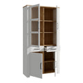 Bohol Display Cabinet 4 Door 2 Drawer in Oak/White inc LED Lighting - image 5