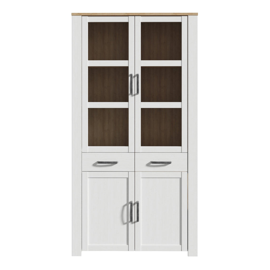 Bohol Display Cabinet 4 Door 2 Drawer in Oak/White - image 2