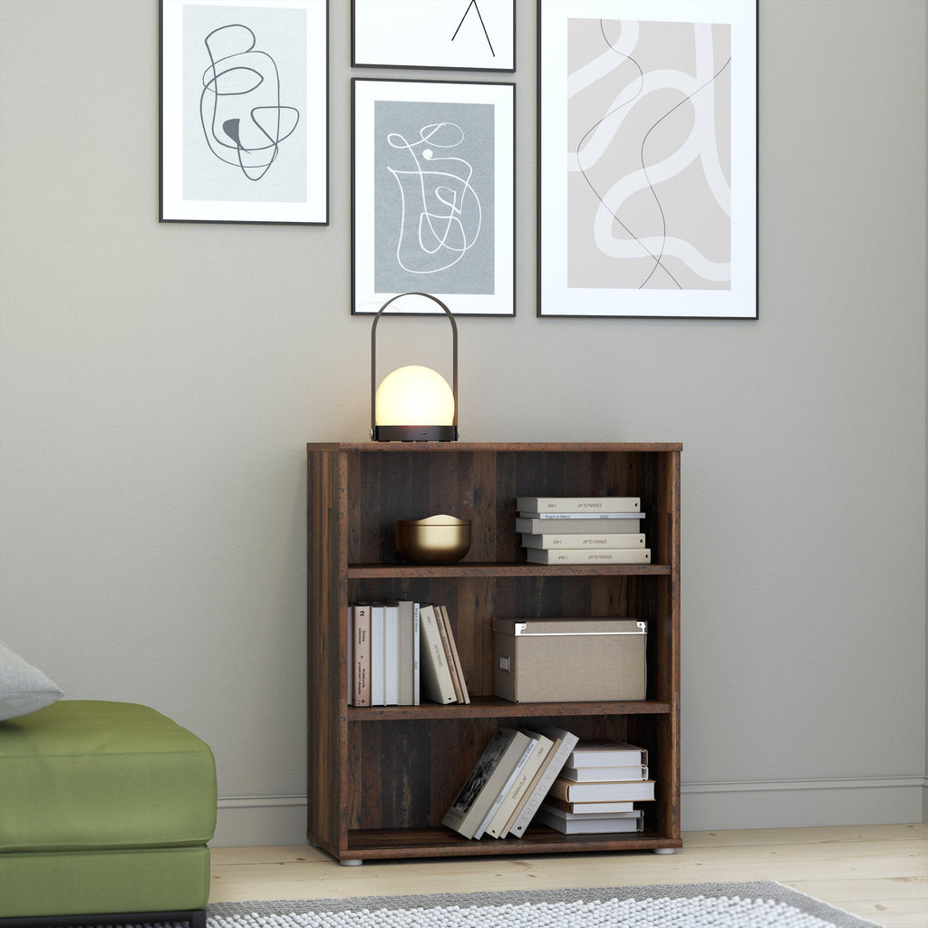 Essential Low Wide 2 Shelf Bookcase in Vintage Oak - image 4