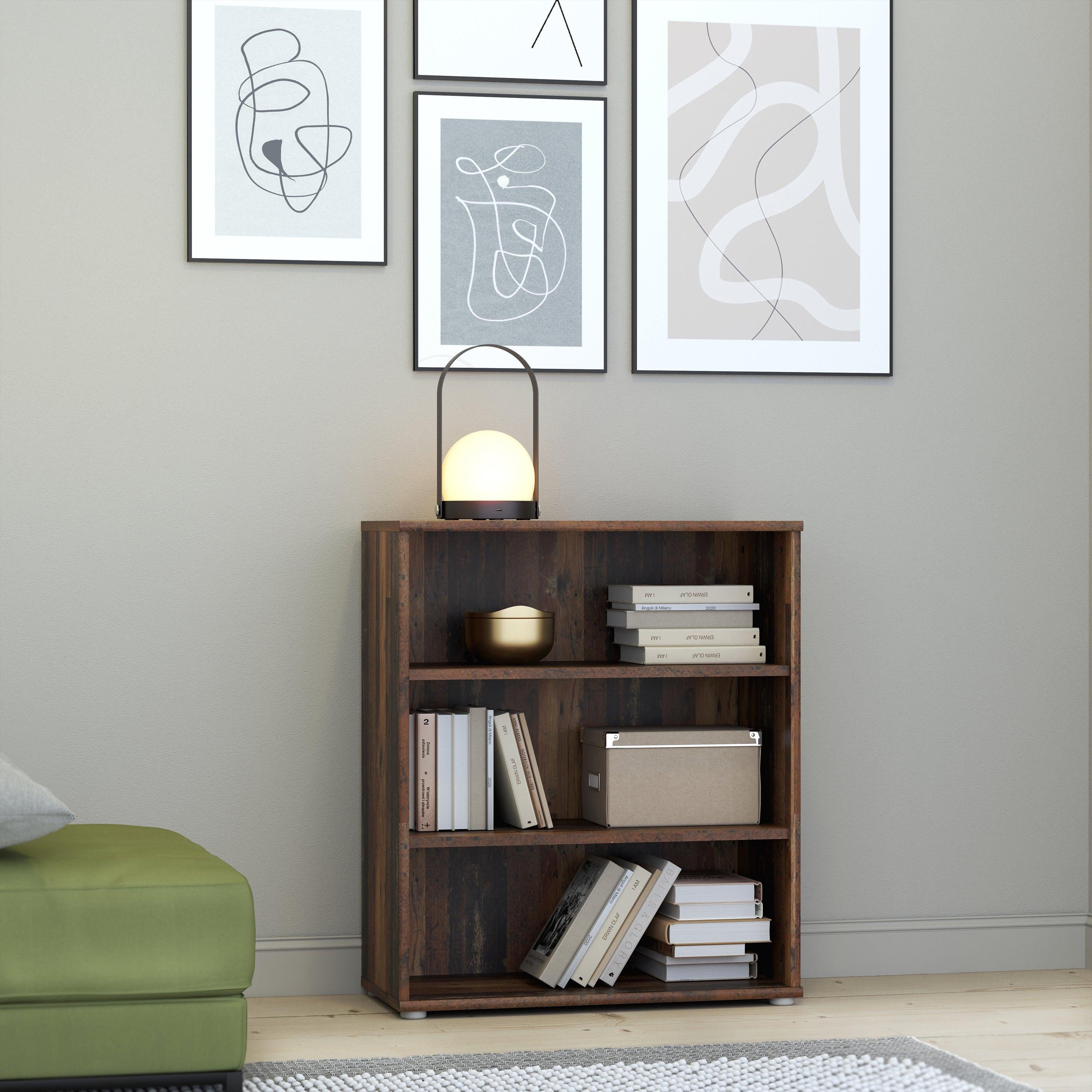Essential Low Wide 2 Shelf Bookcase in Vintage Oak - image 4