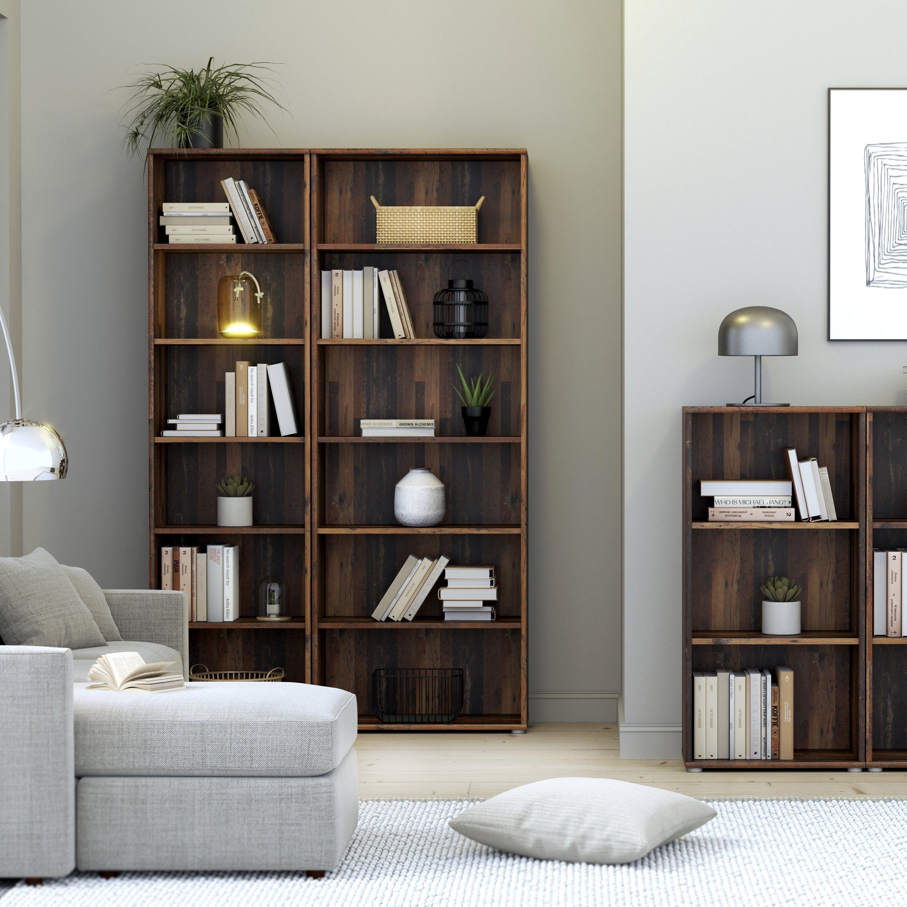 Essential Wide 5 Shelf Bookcase in Vintage Oak - image 3