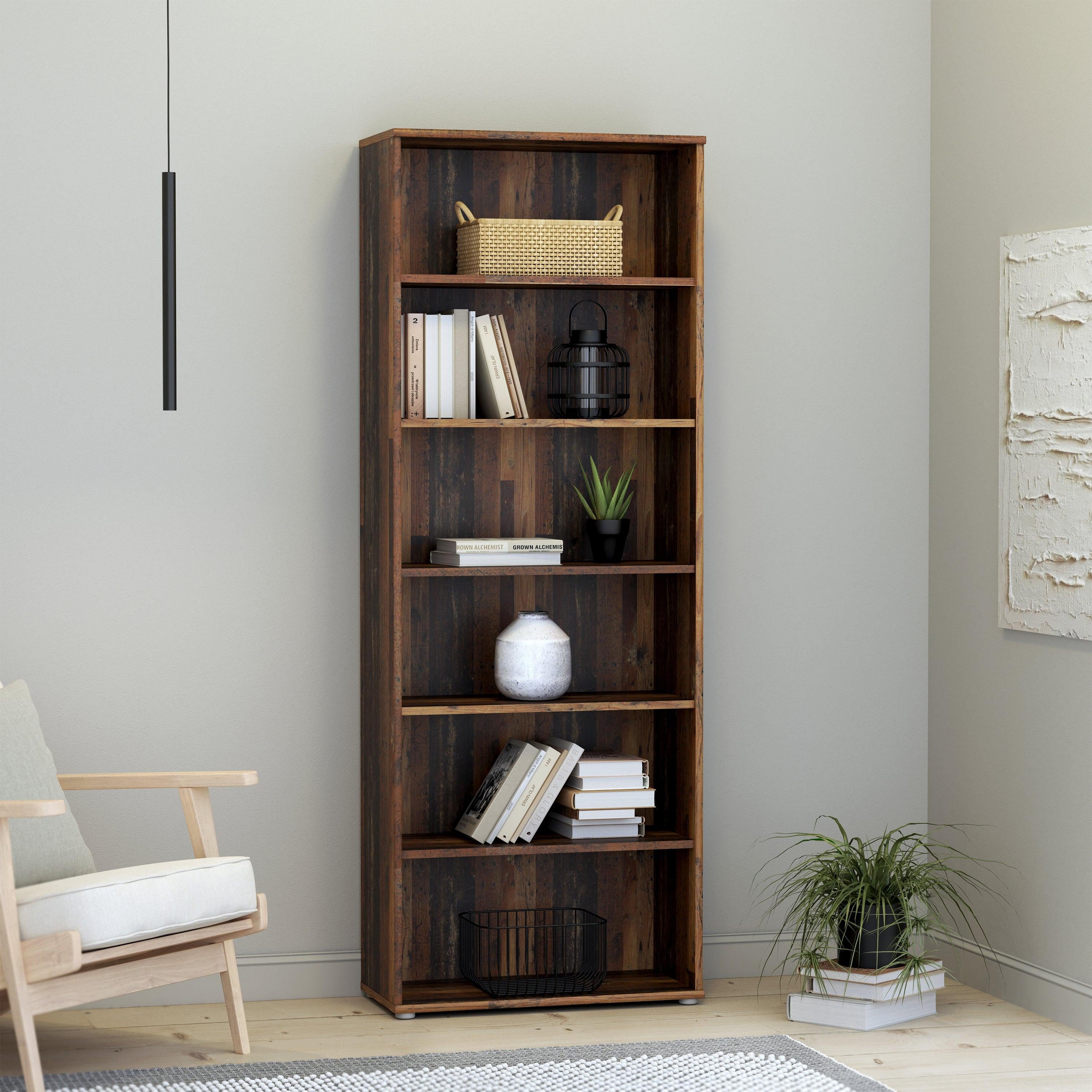 Essential Wide 5 Shelf Bookcase in Vintage Oak - image 4