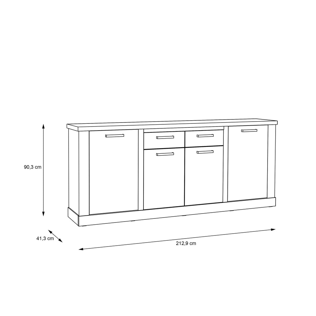 Corona 4 Door 2 Drawer Sideboard in Artisan Oak - image 8