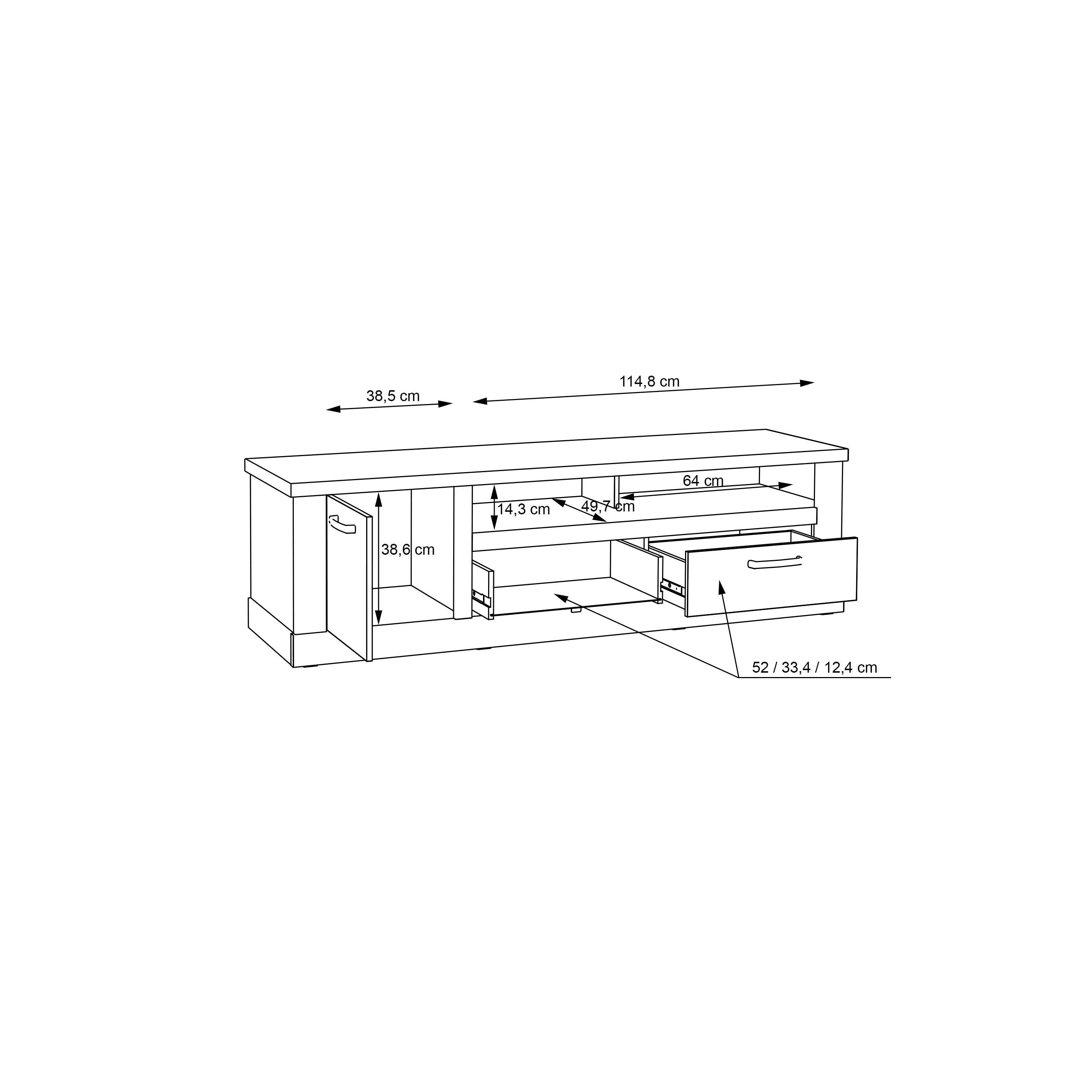 Corona 2 Drawer 1 Door Coffee TV Unit in Artisan Oak - image 9