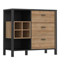 High Rock 3 Drawer Display Chest in Matt Black/Riviera Oak